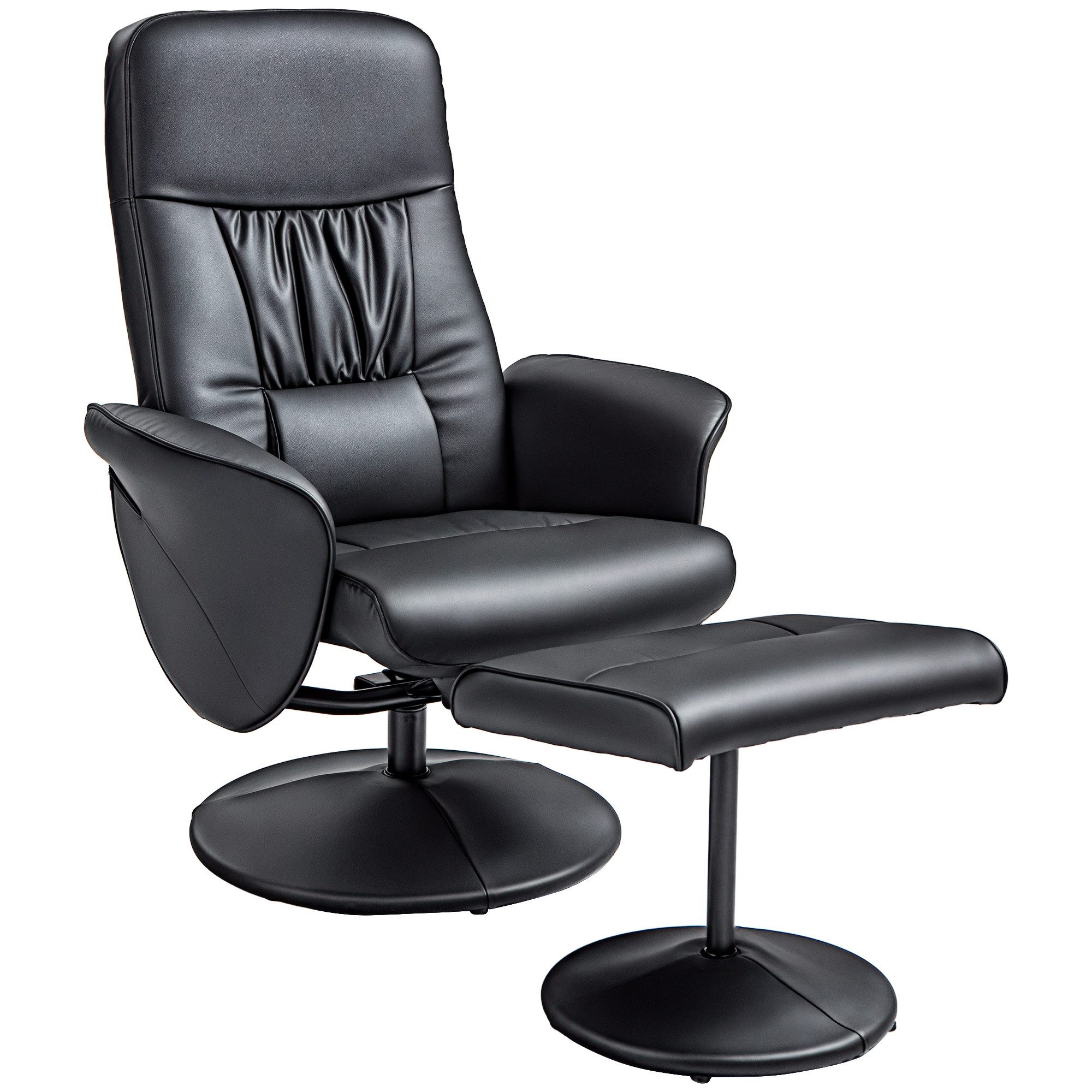 HOMCOM Relaxsessel Fernsehsessel mit Liegefunktion, TV Sessel, Kunstleder (höhenverstellbar, 2-St., neigbare Rückenlehne), Schwarz