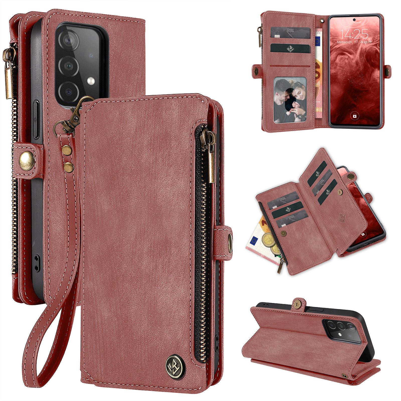 Tec-Expert Handyhülle Geldbörse Hülle mit RFID Schutz für Samsung Galaxy A53 5G 6.5 Zoll, 6.5", Klapphülle Cover Case mit Kartenfach Geldfach Münzfach