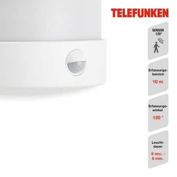 Telefunken LED Außen-Wandleuchte 315506TF, LED fest verbaut, Neutralweiß, Außenleuchte IP44 Bewegungsmelder 24,5x18x9,5cm