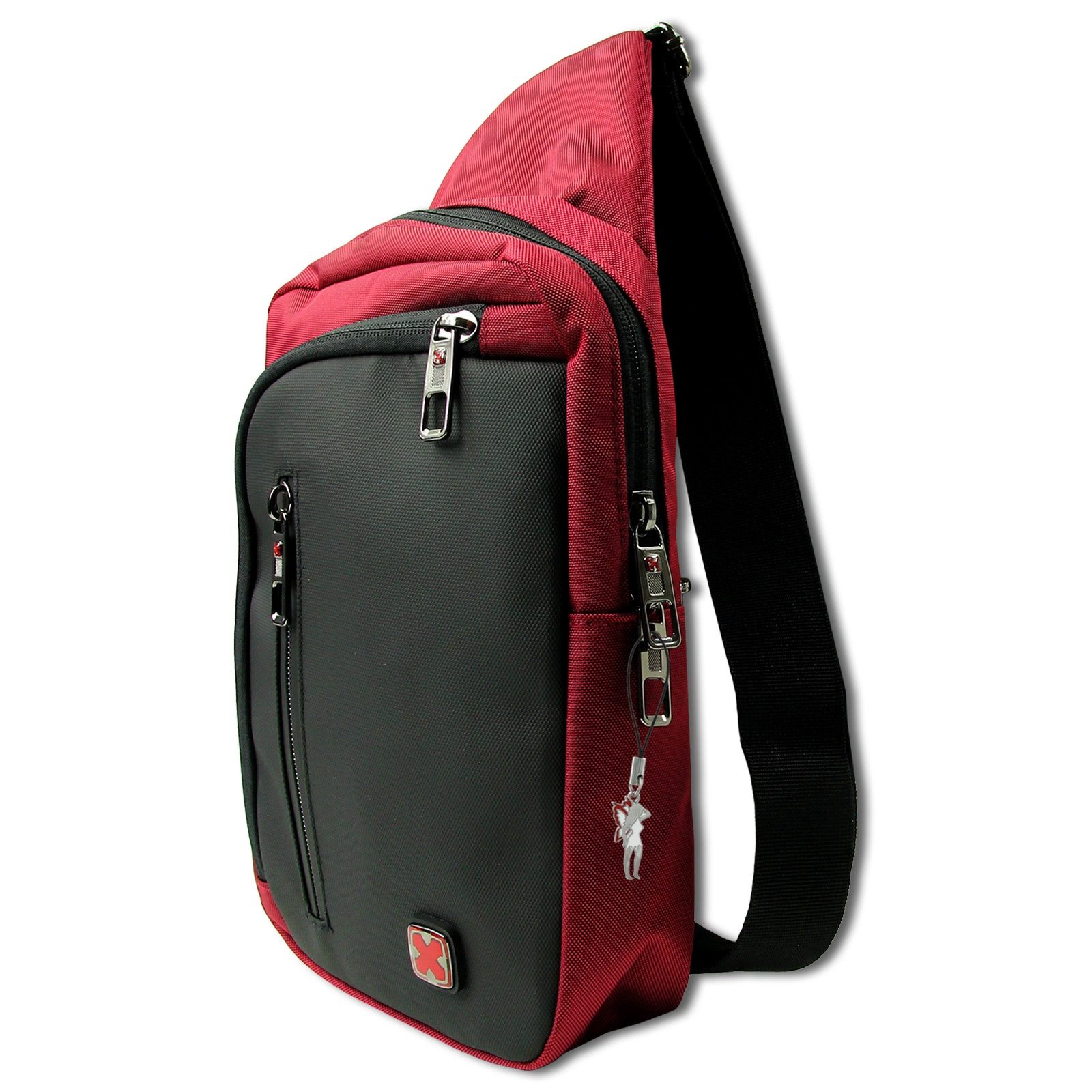 Travel N Meet Umhängetasche Travel N Meet Umhängetasche Sling Bag rot (Umhängetasche), Herren Umhängetasche Polyester, rot, schwarz ca. 27cm hoch