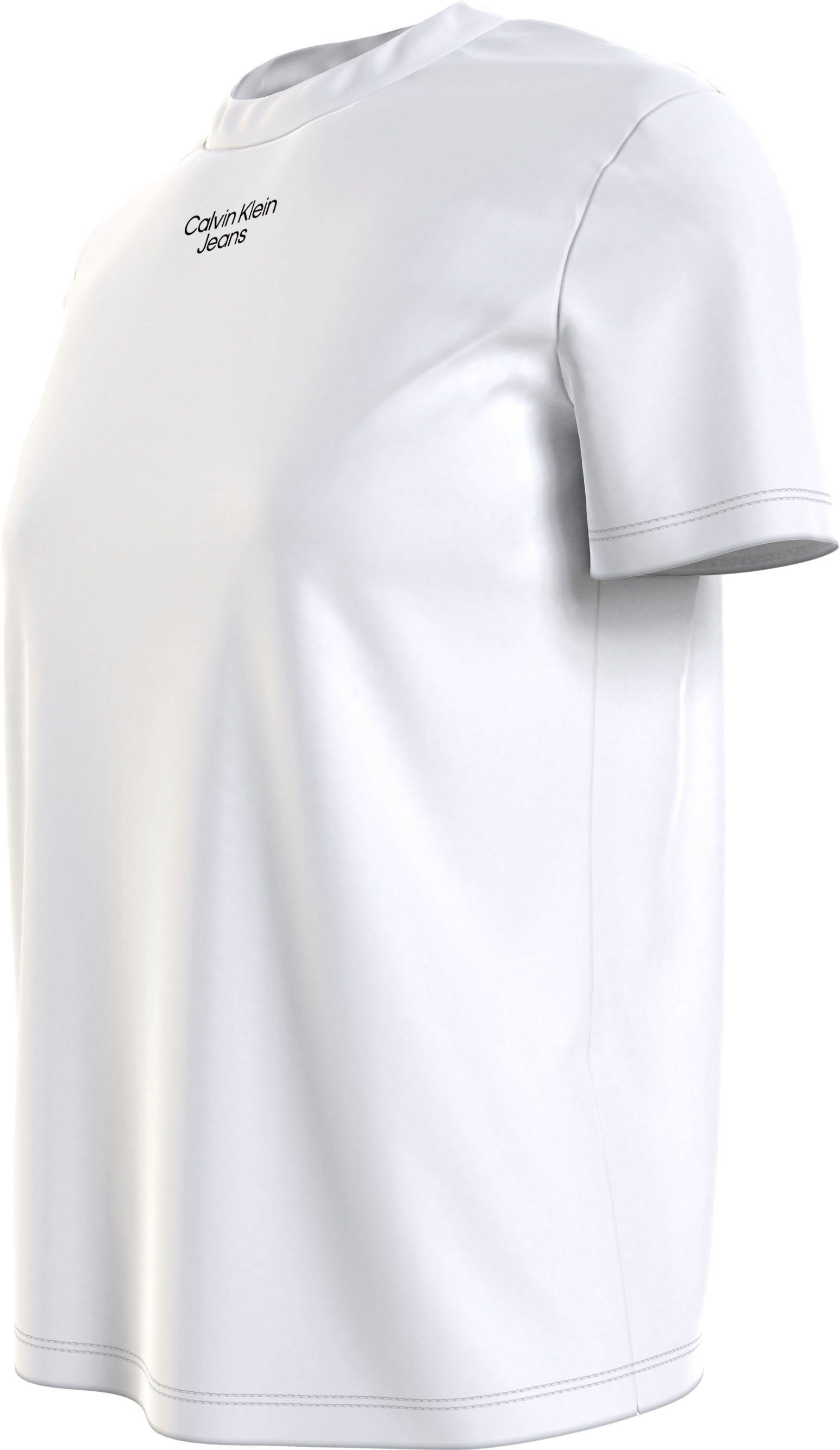 Jeans Klein Calvin Klein STRAIGHT Bright Logodruck White TEE MODERN dezentem Jeans LOGO STACKED mit Calvin T-Shirt