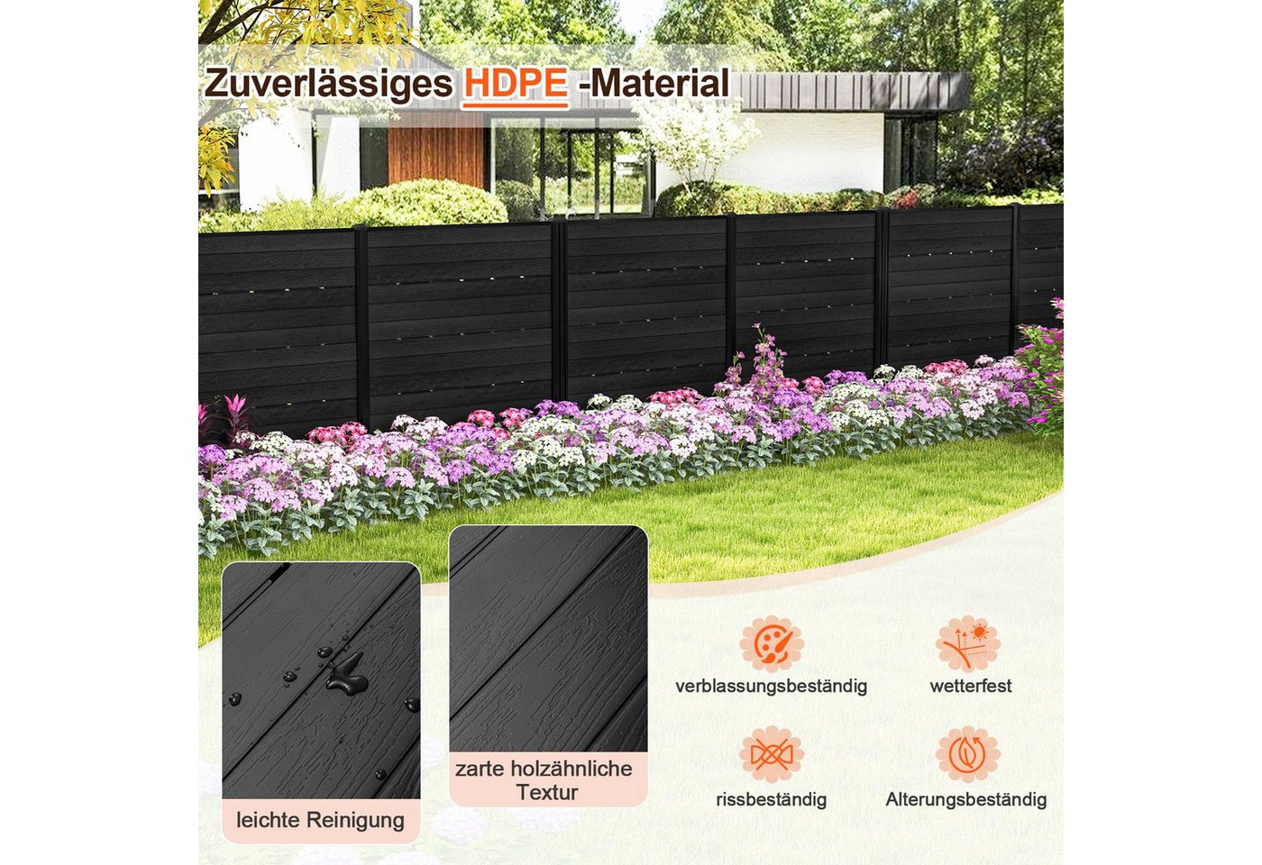 Thumbnail - COSTWAY Gartenzaun, Sichtschutzzaun, Klimaanlagenzaun, 120 x 115 cm, für Garten