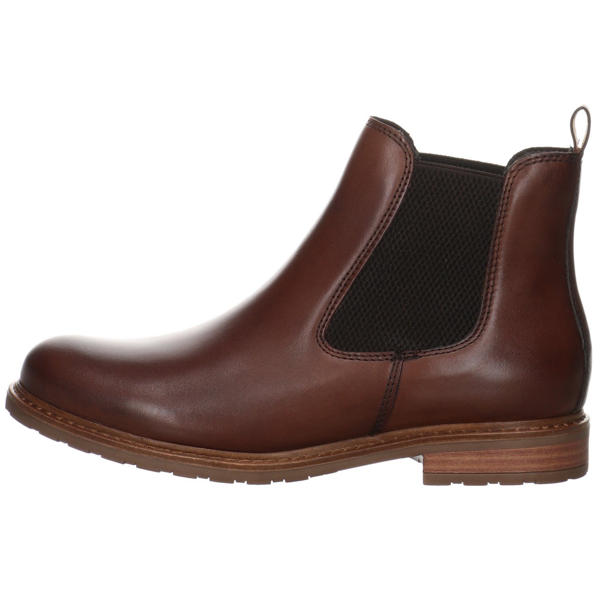 Tamaris Damen Stiefeletten Schuhe Leder-/Textilkombination Chelsea Boots Stiefelette muscat