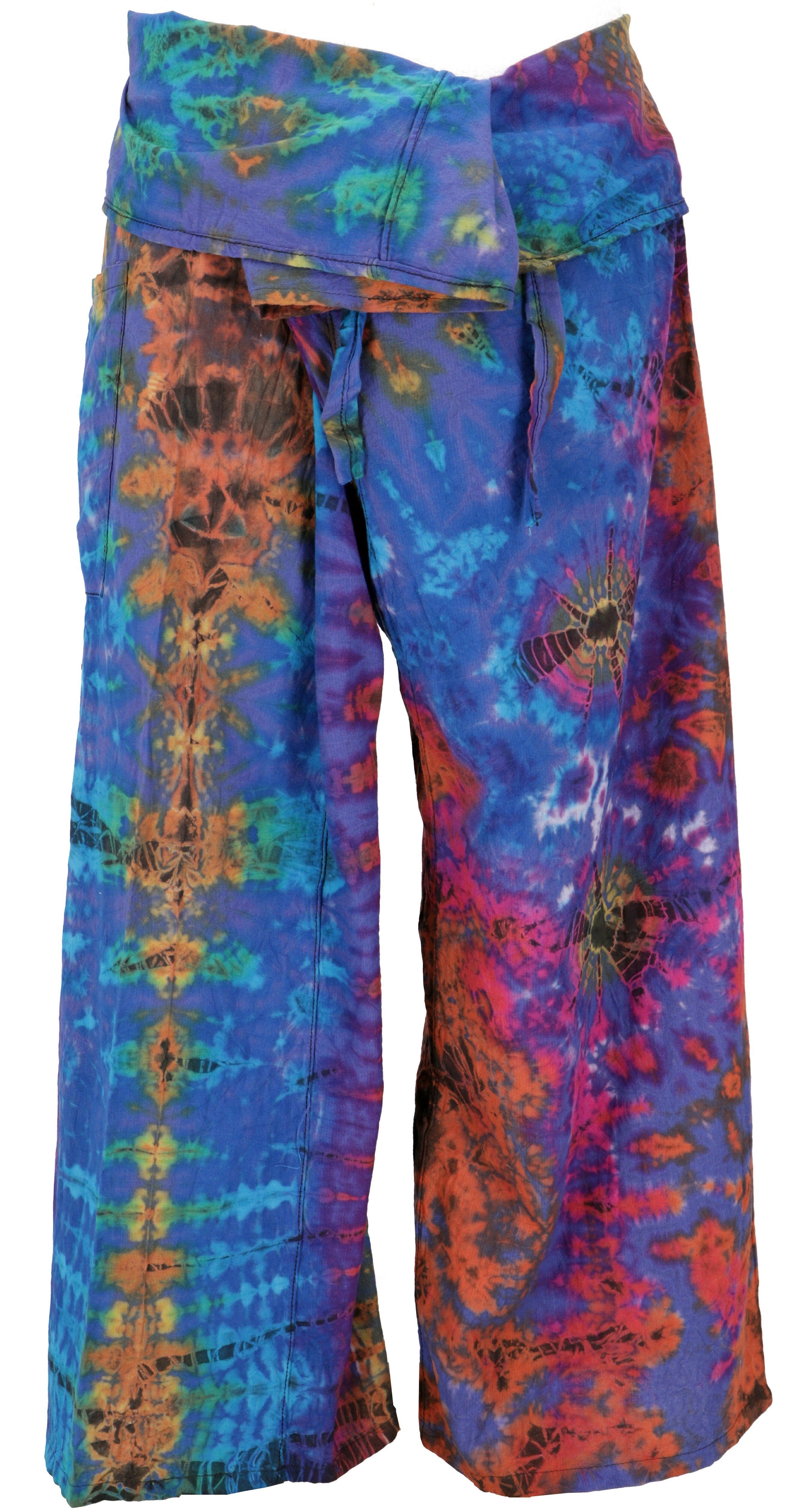 Baumwolle,.. Style, alternative Batik Bekleidung blau/bunt Ethno Relaxhose Fischerhose aus Guru-Shop Thai