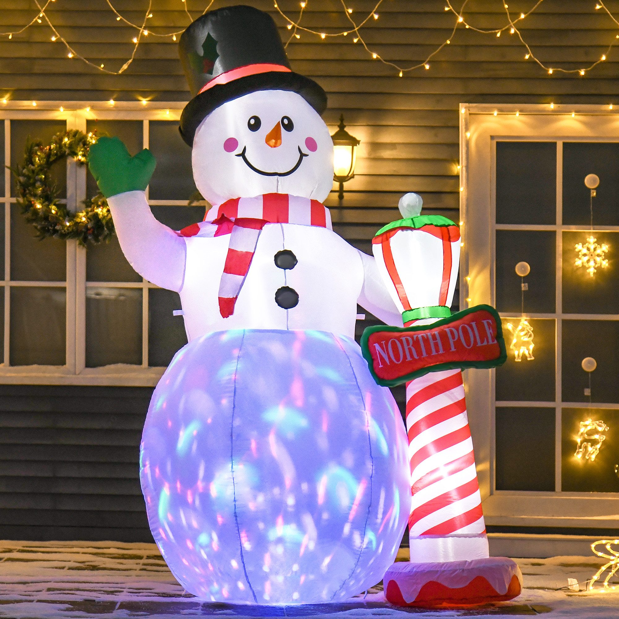 HOMCOM Weihnachtsfigur 2,4 m, mit LED-Beleuchtung (Selbstaufblasende Weihna günstig online kaufen