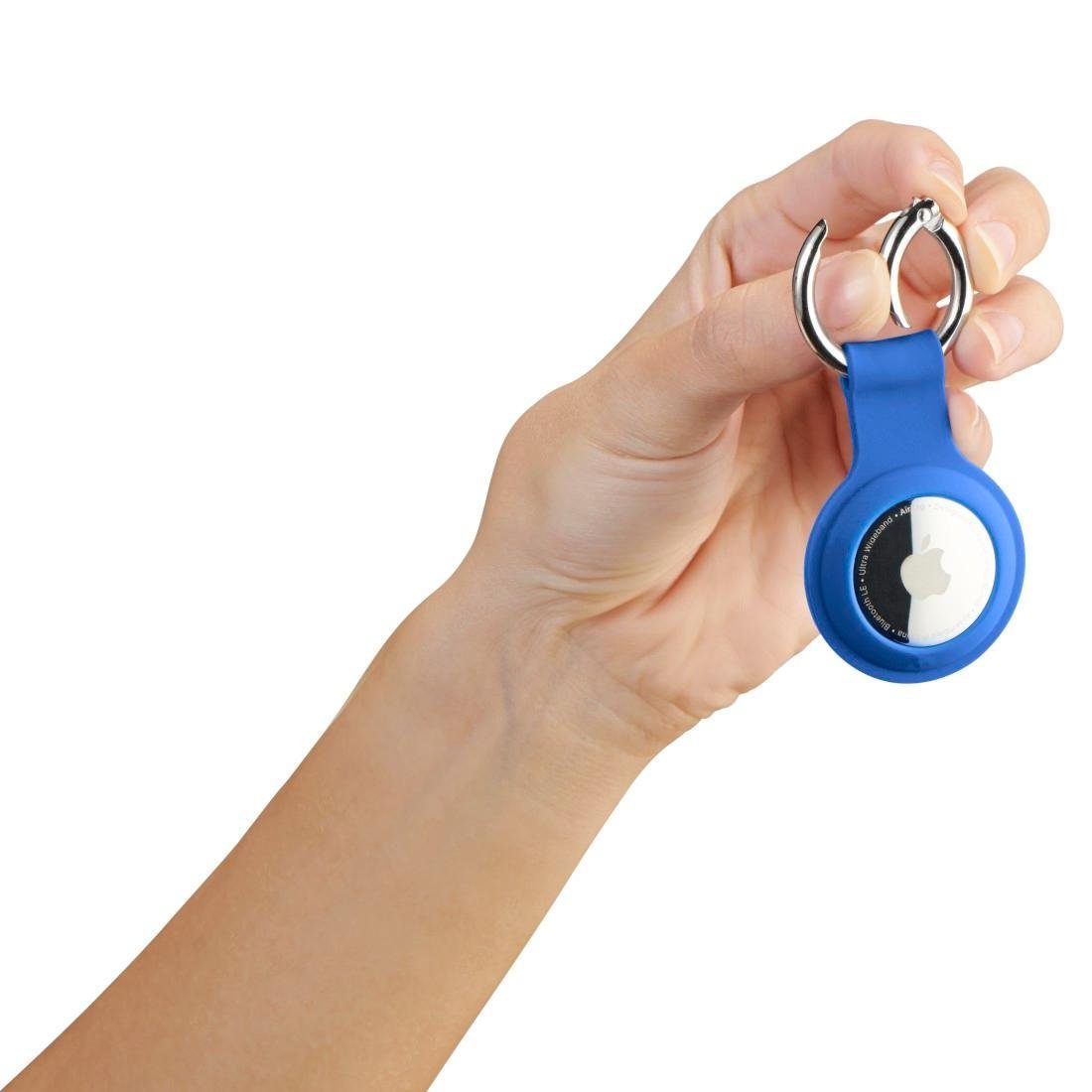 Schlüsselanhänger Schutzhülle für Protector aus Karabiner Edge AirTag Silikon, Hama mit Apple blau