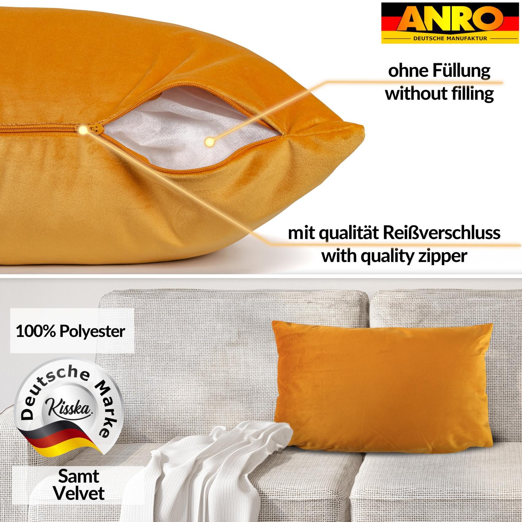 ANRO Dekokissen Kissenhülle MIT oder OHNE Füllung Kissenbezug Zierkissen, Kissenhülle in 30x50cm ohne Füllung Orange