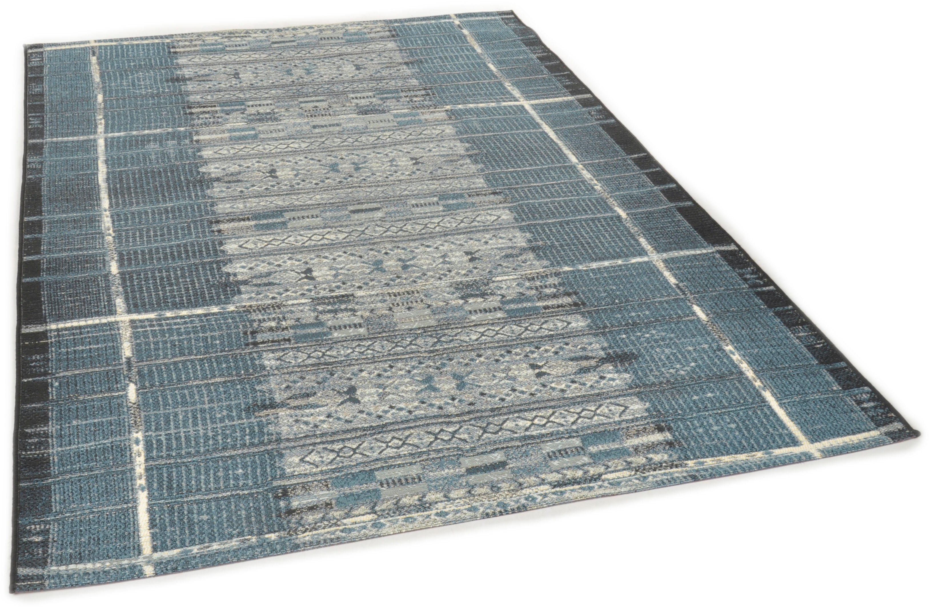 Teppich Outdoor-Africa 38, Gino Falcone, und mm, blau In- Outdoor Style, Flachgewebe, rechteckig, Höhe: 5 Ethno geeignet