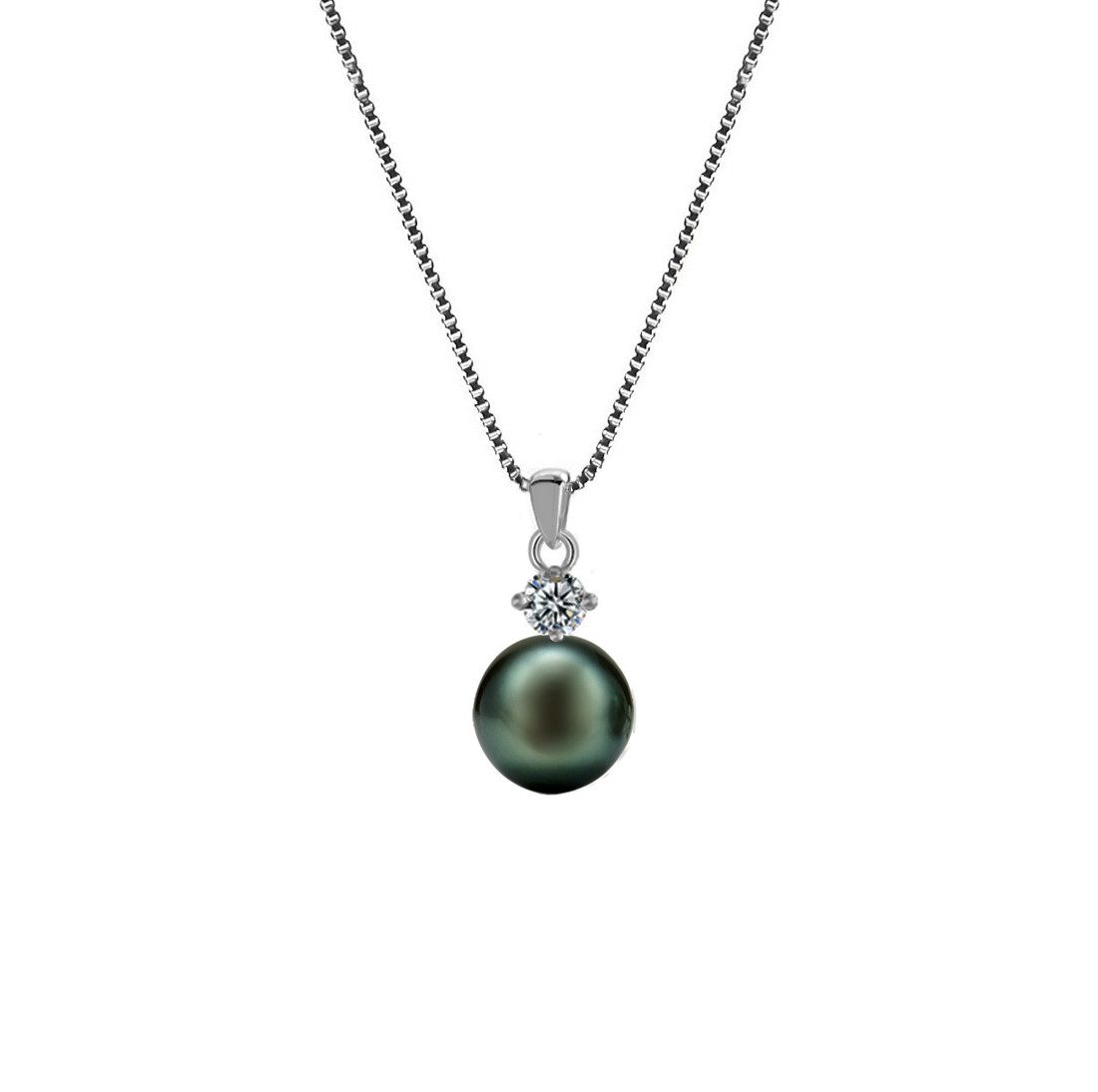 Edellis Kette mit Anhänger Damen Halskette mit Tahiti-Perle, 8-9 mm AA+ Sterling Silber 925
