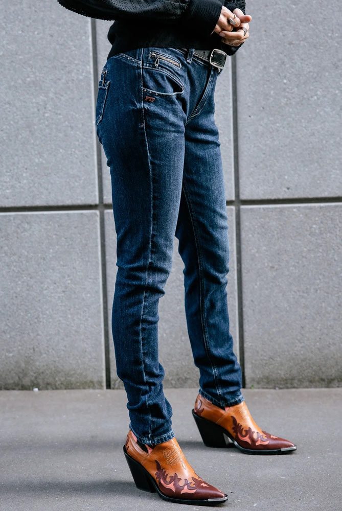 Freeman T. Porter Slim-fit-Jeans Alexa High Waist stretch Denim battle Achtung - Gürtel nicht mit im Lieferumfang! dient nur als Dekoration!