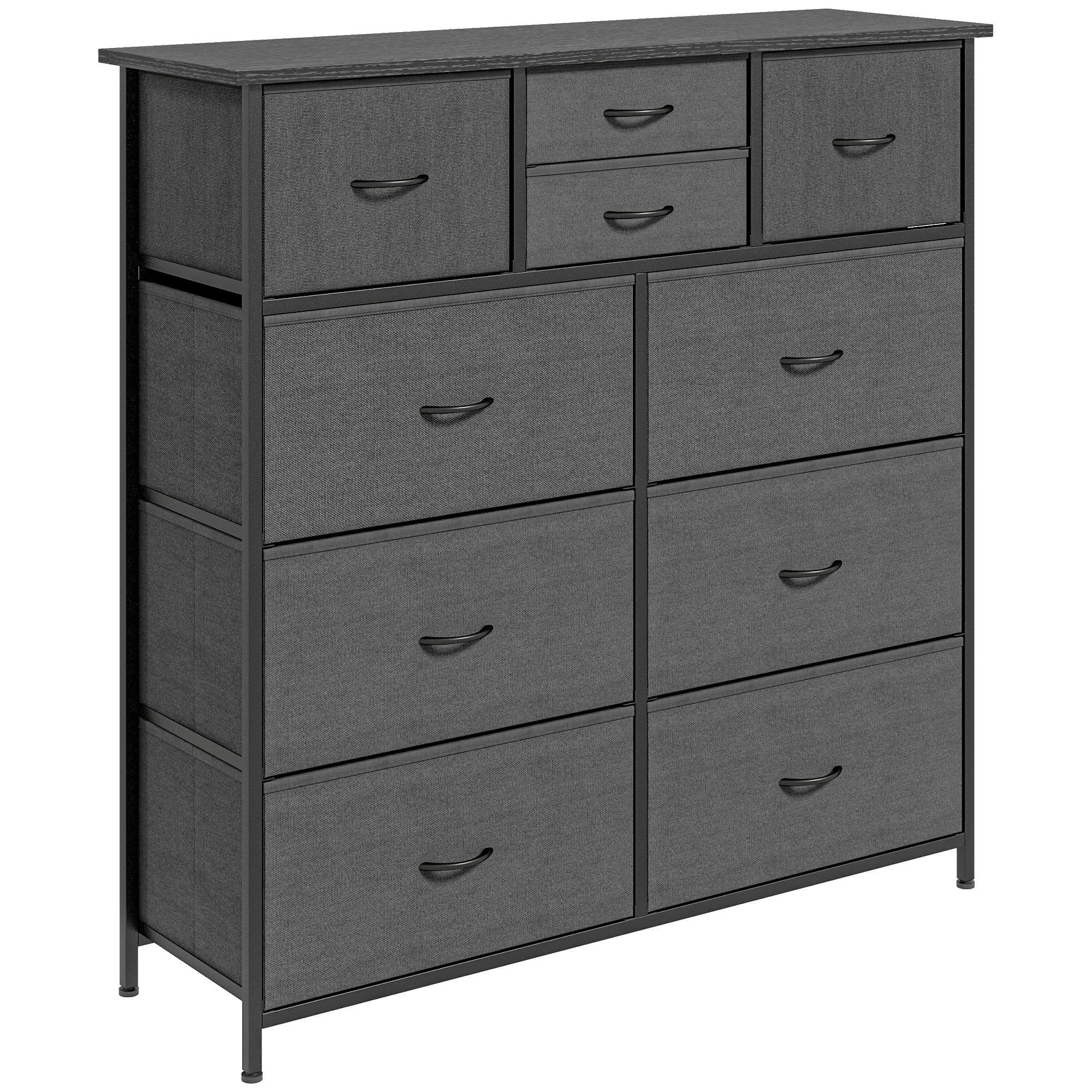 HOMCOM Kommode Sideboard im Modern-Stil für Schlafzimmer, Stahl (Aufbewahrungsschrank, 1 St., Stoffschublade), für Wohnzimmer, Schwarz – Bild 2 von 5