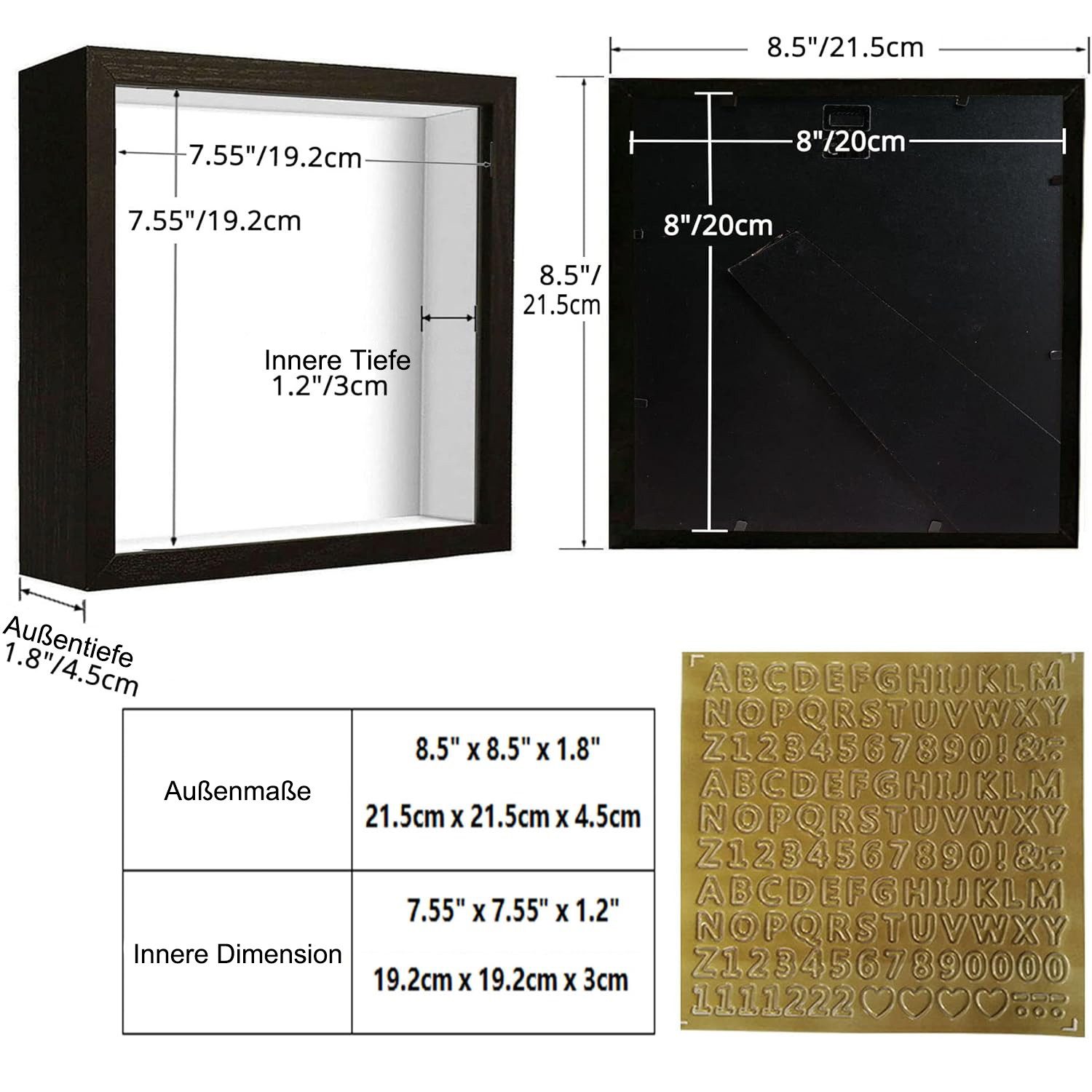 HAUSS SPOLE Bilderrahmen 3D Bilderrahmen aus Holz, für Objekte, Blumen, Eri günstig online kaufen