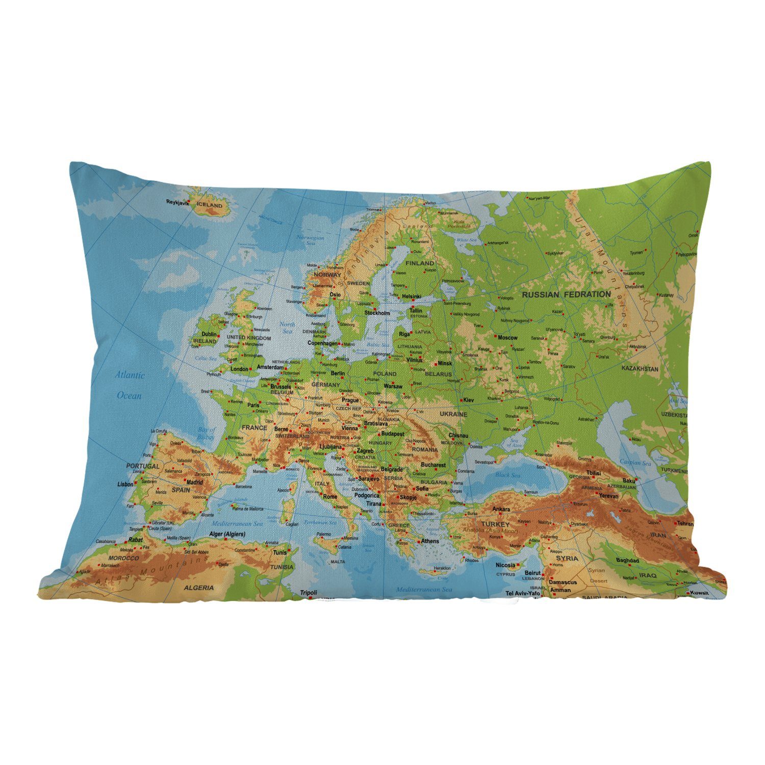 MuchoWow Dekokissen Karte - Europa - Land, Outdoor-Dekorationskissen, Polyester, Dekokissenbezug, Kissenhülle