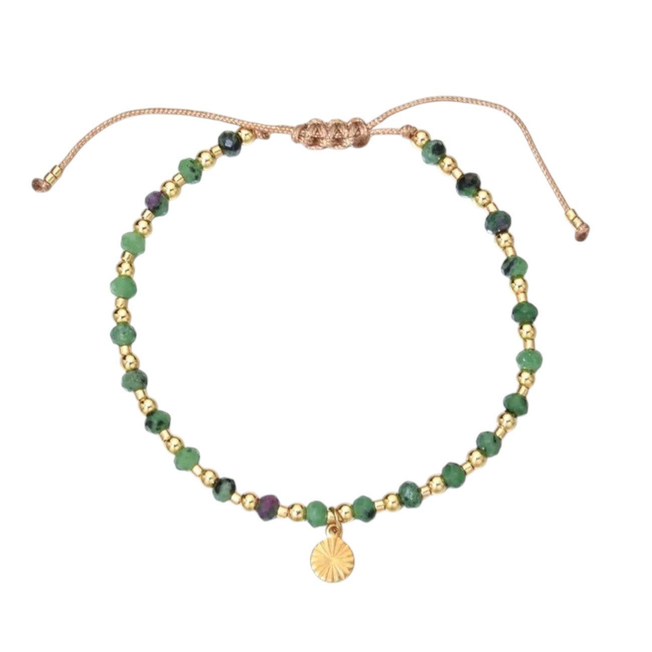 KARMA Armband Damenarmband Achat Edelstein Grün oder Rosa Gold (Edelsteinar günstig online kaufen