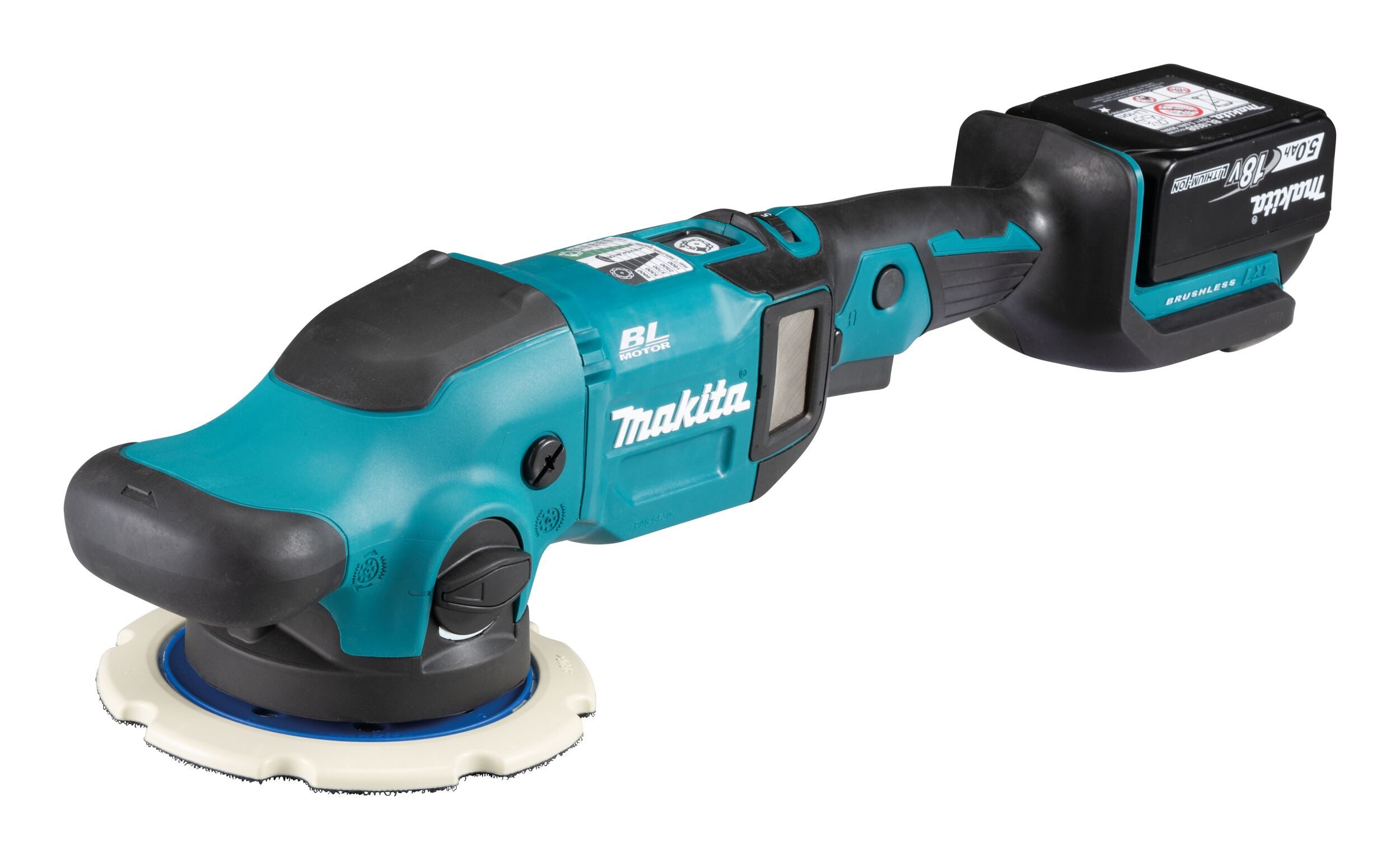 Makita Akku-Poliermaschine, 780 max. U/min, Exzenterpolierer 18V, DPO600TKX1, 150 mm, 2 x 5 Ah Li-Ion im