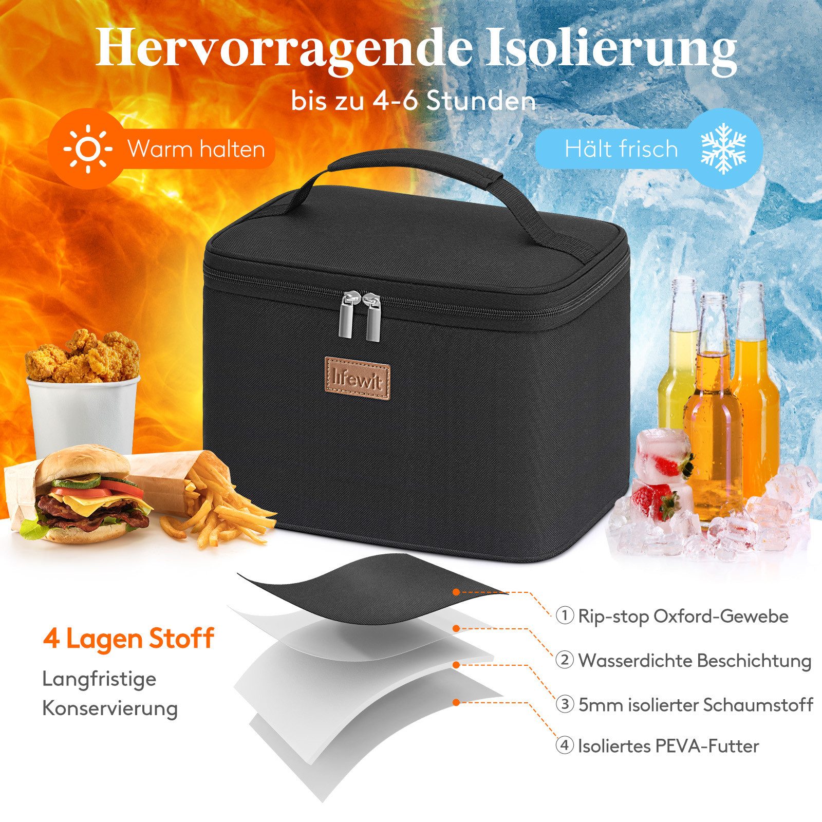 Lifewit Picknicktasche Kühltasche Isolierte, Faltbar Lunchtasche Für Picknicks Arbeit