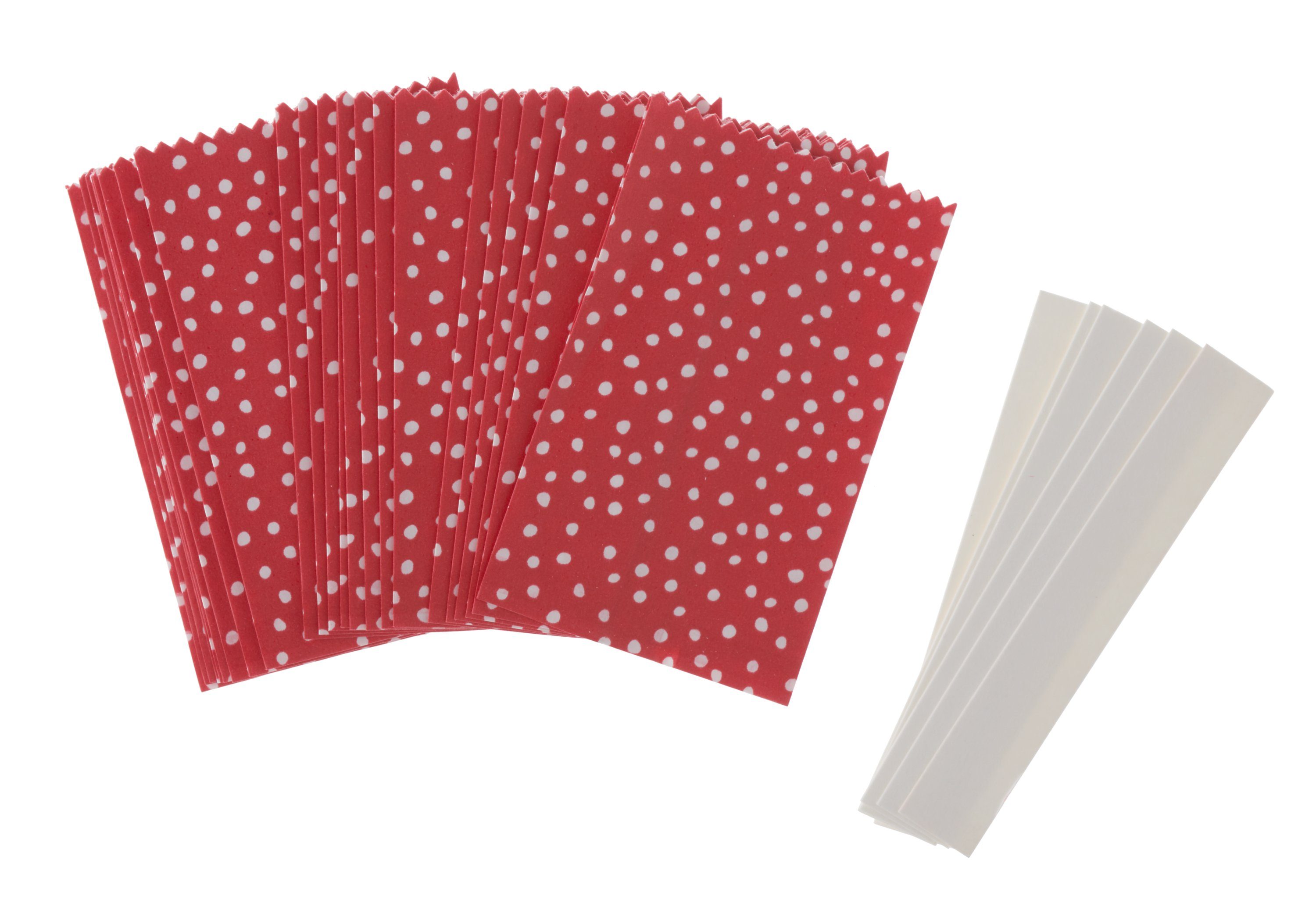 Papiertüten Sterne-Set, Design Punkte Rico klein, Papierdekoration Rot