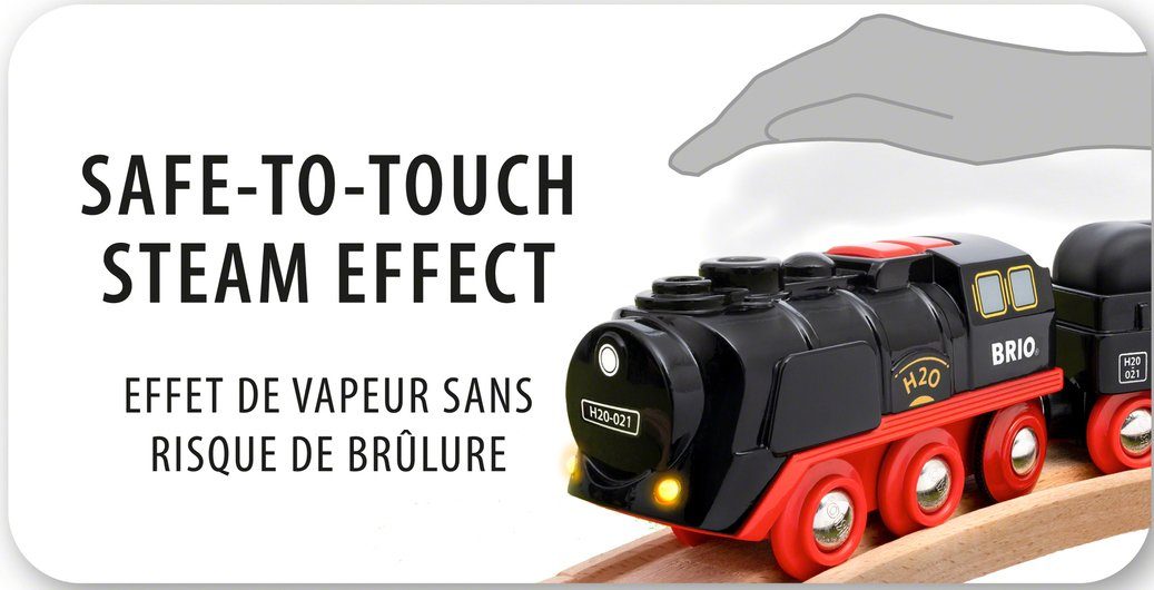 BRIO® Toy Train Battery Steam Locomotive with Water Tank, with Light and Steam Function