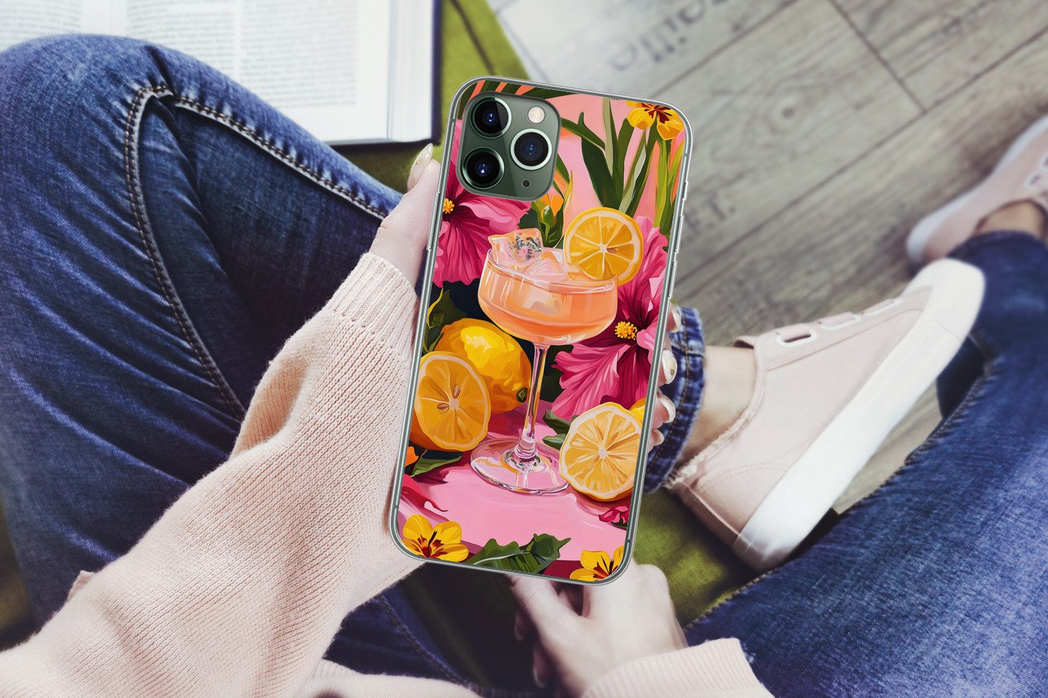 MuchoWow Handyhülle für Apple iPhone 11 Pro Max Getränk - Blumen - Gelb, Smartphone-Bumper, Print, Handy Schutzhülle Dünn