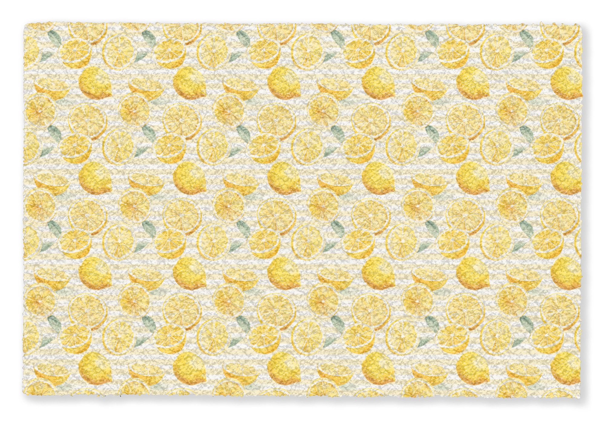 MuchoWow Fußmatte Frans - Citroen - Strepen - Geel - Groen, Rechteckig, innen Schmutzfangmatte, Tür, Schmutzfänger Flur, Teppich 60x40 cm