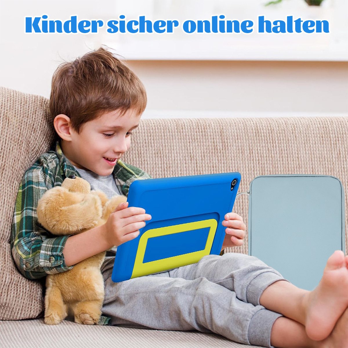 BUFO Kinder Lern-Tablet mit Elternkontrolle 10'' Android 16, 64GB Tablet (10", 64 GB, Android 16, Kids Bumper blau)
