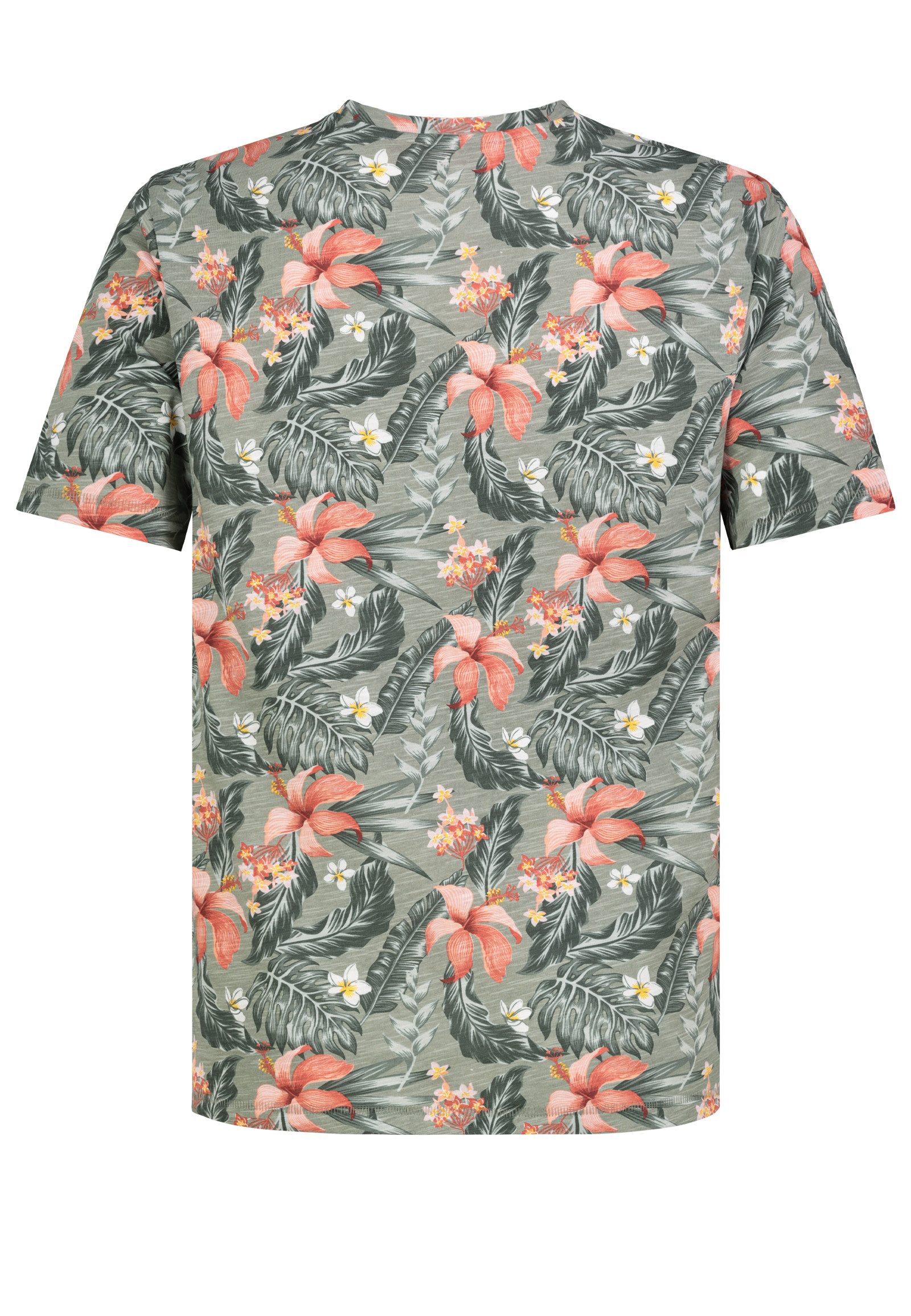 Eight2Nine T-Shirt Komfortabler Rundhalsausschnitt Kurzarm Blumendesign für Herren (1-tlg) Baumwolle Normal Fit Rundhals Kurzarm Geblümt atmungsaktiv