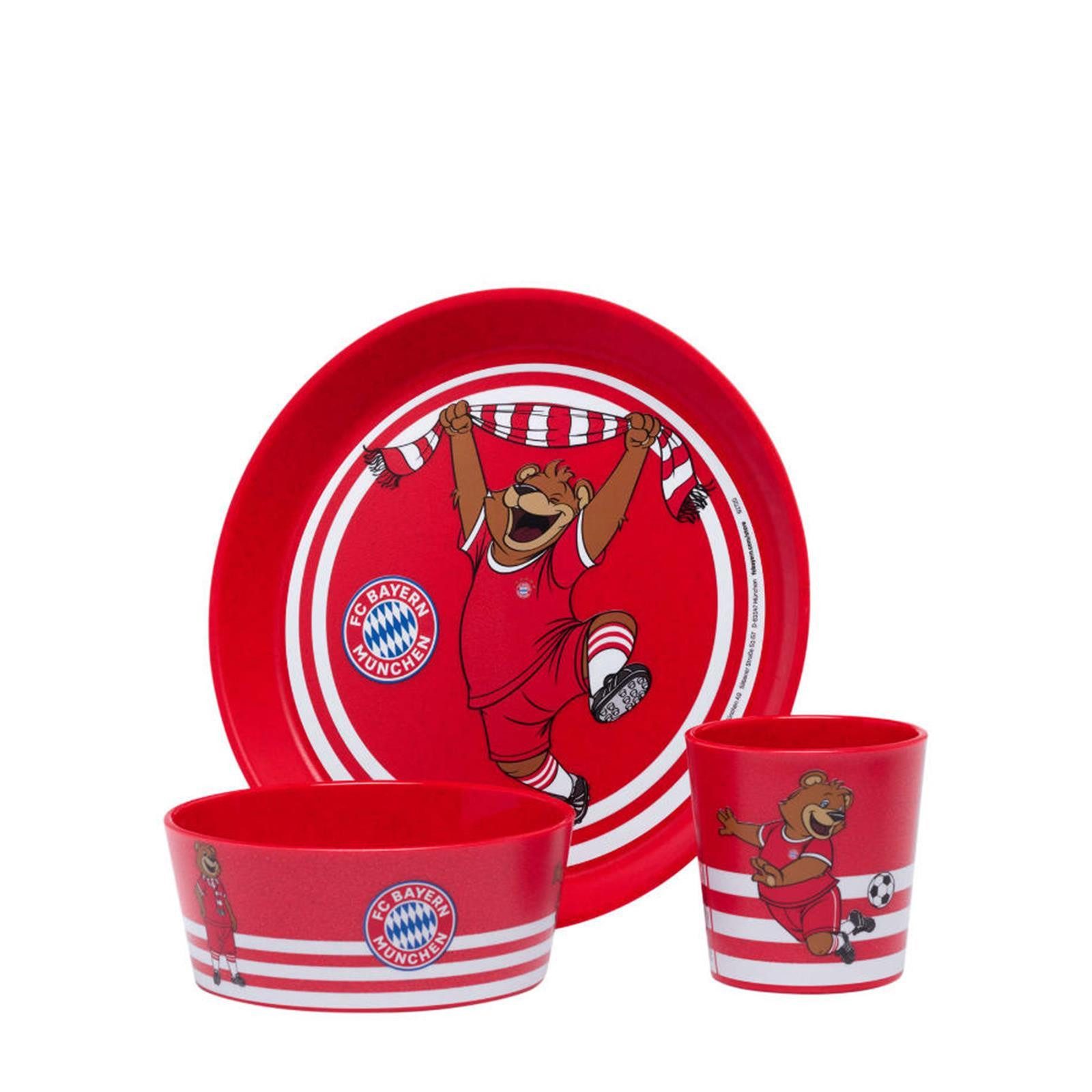FC Bayern München Kindergeschirr-Set FC Bayern Kindergeschirr Set Berni 3-teilig, 1 Personen, 100% Kunststoff