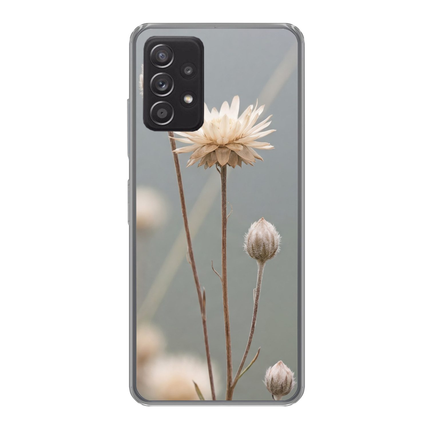 MuchoWow Handyhülle für Samsung Galaxy A53 5G Strohblumen - Weiß - Tageslicht, Phone Case, Silikon, Schutzhülle Dünn