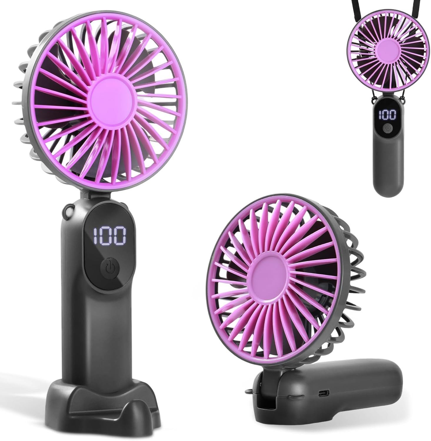 nsihing Handventilator Tragbarer Mini Ventilator mit 6 Geschwindigkeiten & LED-Anzeige