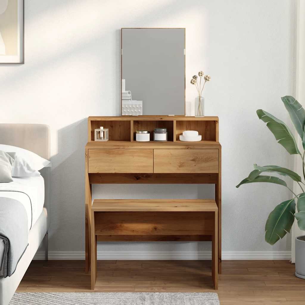 vidaXL Sitzhocker Schminkhocker Artisan-Eiche 70x35x45 cm günstig online kaufen