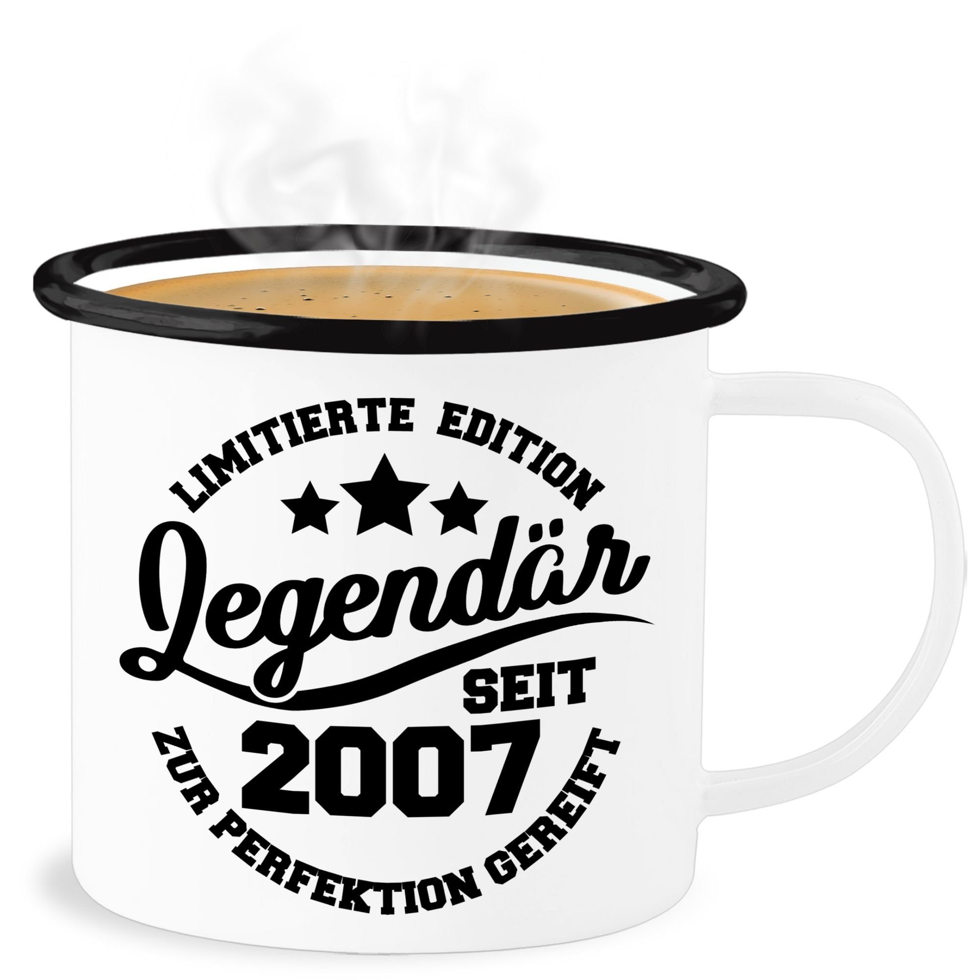 Shirtracer Becher Legendär seit 2007 - schwarz, Stahlblech, 16. Geburtstag Tasse 2 Weiß Schwarz