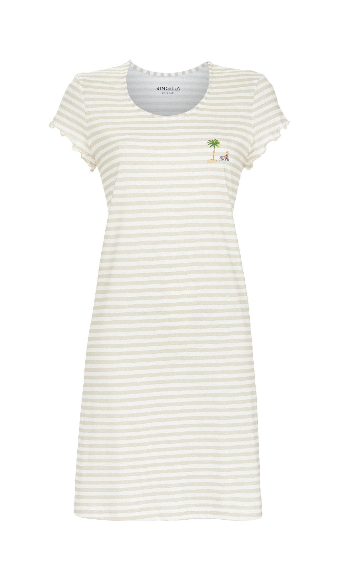 Ringella Nachthemd - geringeltes Sleepshirt mit Rundhalsausschnitt und kleinem Motivdruck 50% Baumwolle 50% Modal