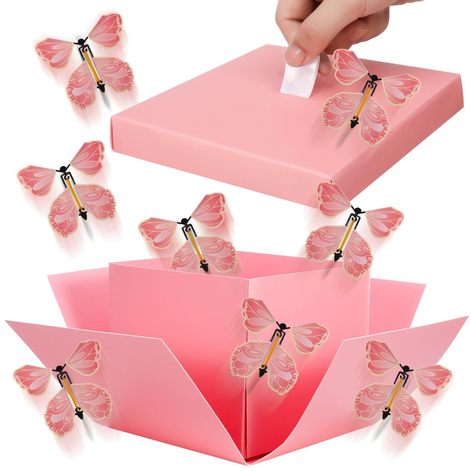 CLTYQ Geschenkbox Schmetterling Explosion Geschenkbox Geschenkboxen für Weihnachten, Rose Geschenkverpackung Bastelset für Geburtstag & Feiertage