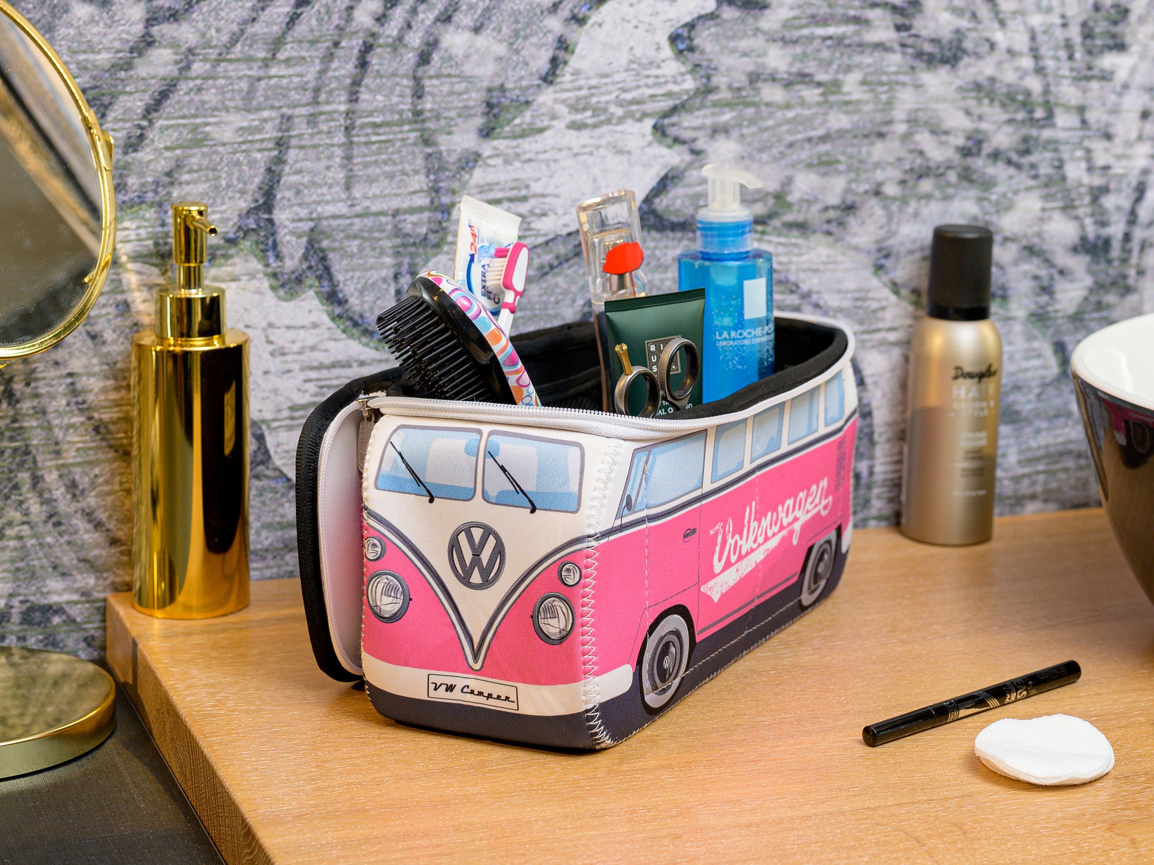 VW Collection by BRISA Kulturbeutel Volkswagen Neopren Schminktasche, Reisebeutel, Kosmetiktasche im T1 Bulli Bus Design – Bild 5 von 5