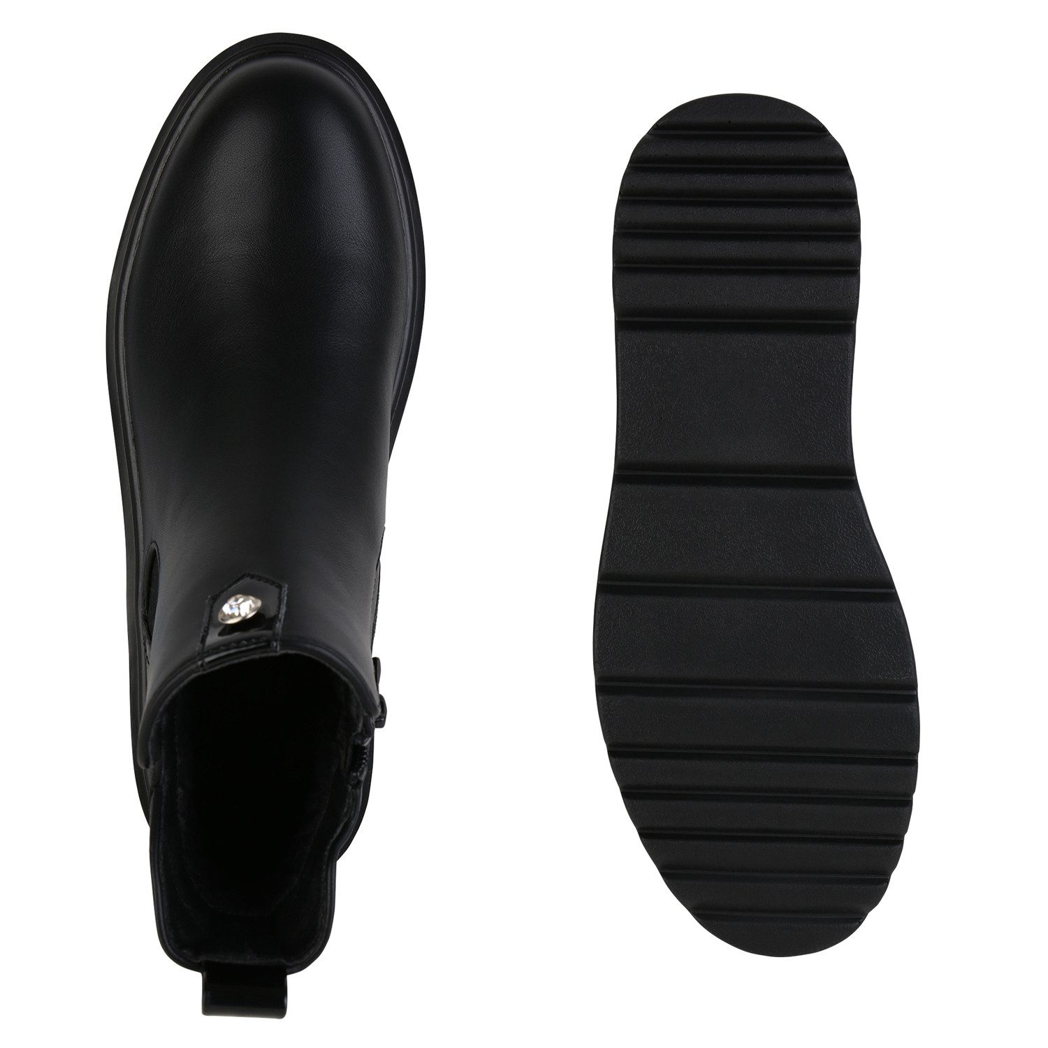 VAN HILL 841384 Keilstiefelette Damen Leicht Gefütterte Keilstiefeletten Stiefeletten Lack