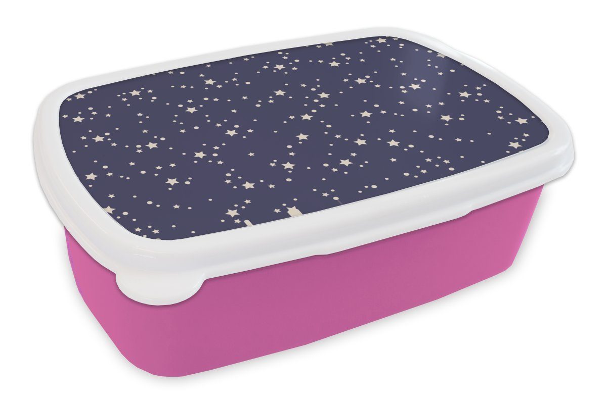 MuchoWow Lunchbox Sternenhimmel - Weltraum - Muster - Kinder, Kunststoff, (2-tlg), Brotbox für Erwachsene, Brotdose Kinder, Snackbox, Mädchen, Kunststoff rosa