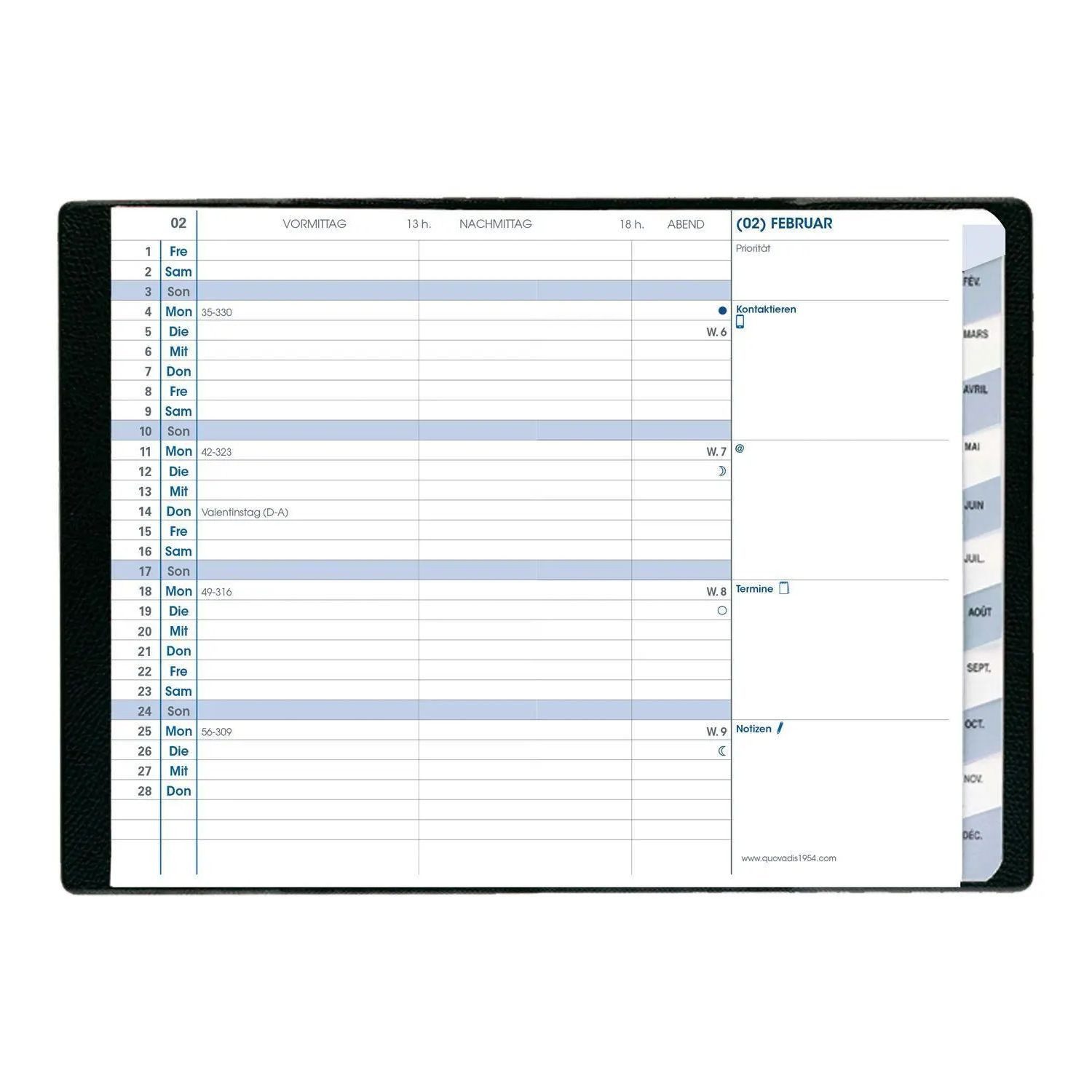 Quo Vadis Taschenkalender PLAIN vz DE Impala schwarz 2027 – Bild 4 von 4