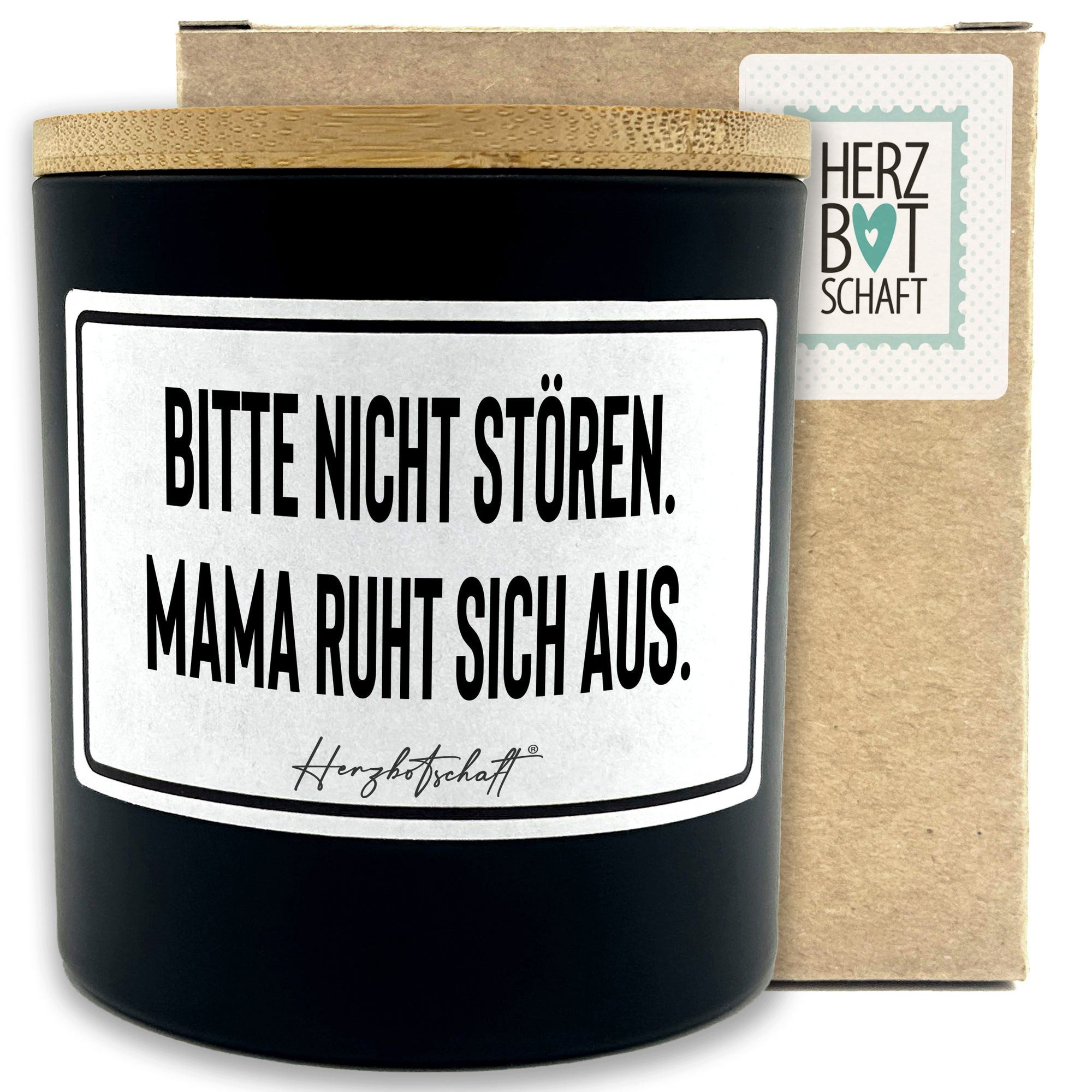 Herzbotschaft Duftkerze, (Bitte nicht Stören. Mama ruht sich aus., originelles Geschenk, handgemachte nachhaltige Sojakerze im Glas)