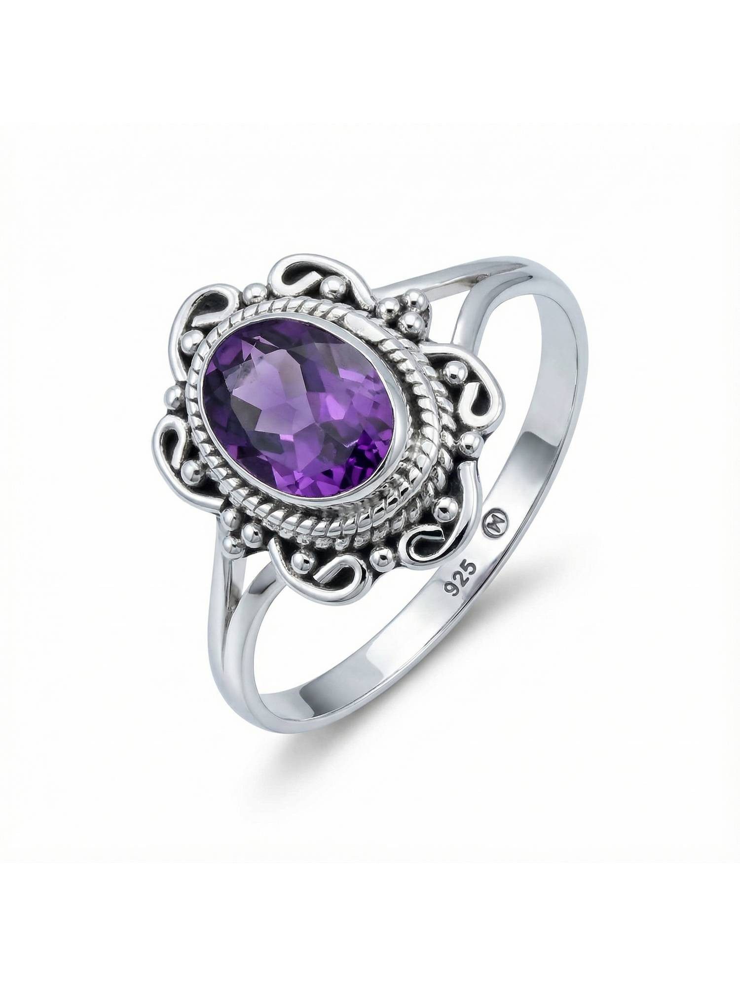 Silberring BANGAWAN aus 925 Silber mit Amethyst facettiert