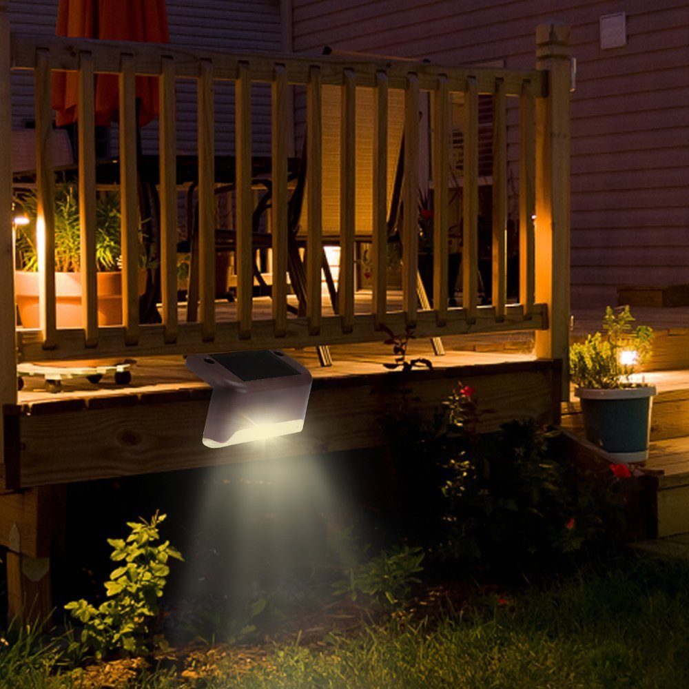 warmweiß, Solarleuchten Außen Treppen außen, LED Treppenlicht, Lampe für fest Solarleuchte LED-Beleuchtung, integriert, Zaunleuchte, LED LETGOSPT Wandlampen, Gartenleuchte, wasserdicht, Braun