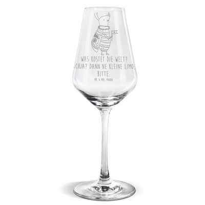 Mr. & Mrs. Panda Weißweinglas Nachtfalter mit Fähnchen - Transparent - Geschenk, Weißwein Glas, Wei, Premium Glas, Liebevoll gestaltet