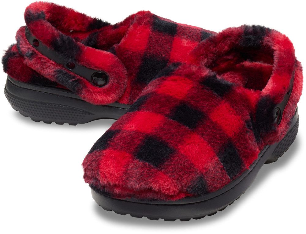 Crocs Classic Buff Check Cozzy Slipper Hausschuh Pantoffel, Mule mit kariertem Muster