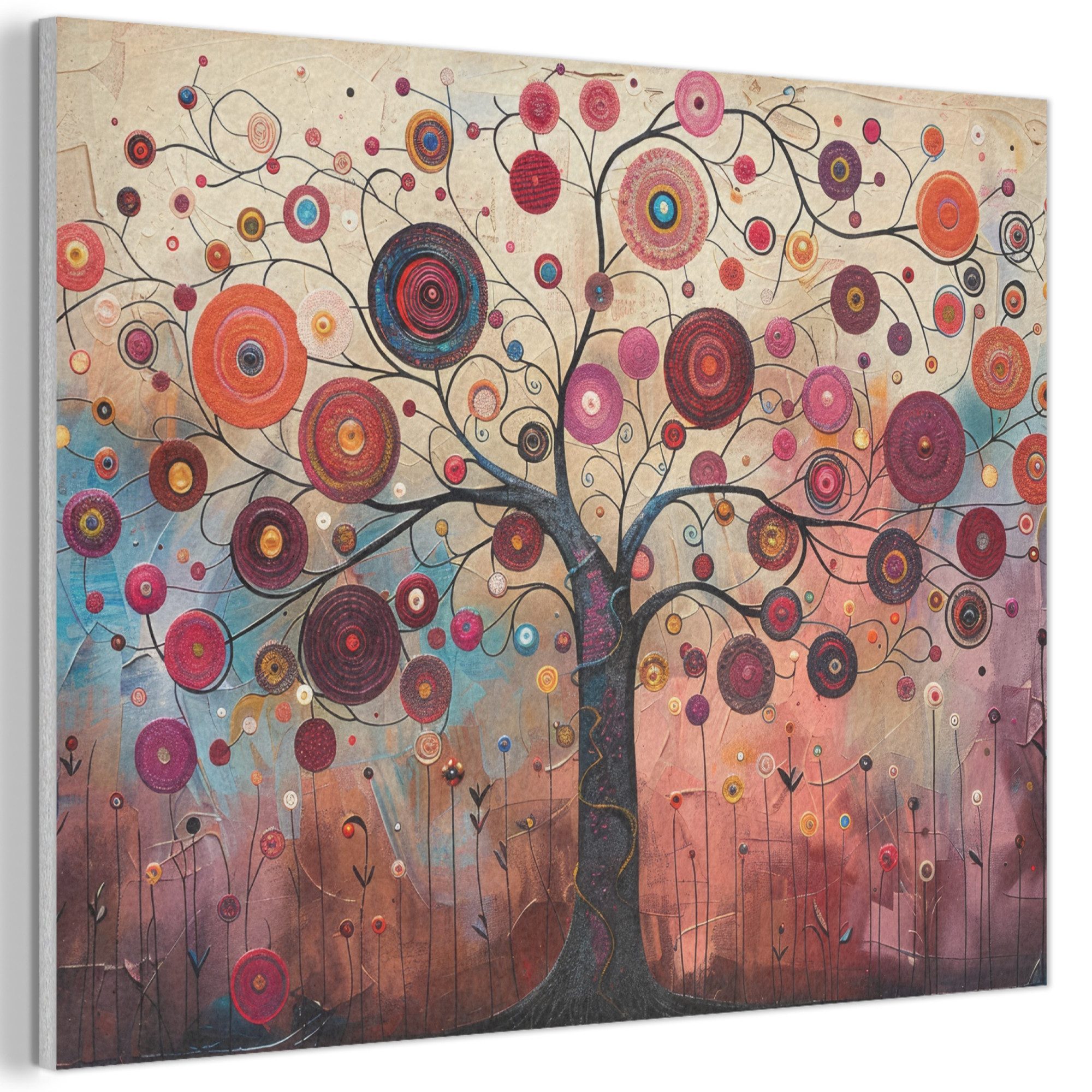 MuchoWow Gemälde Baum - Lila - Abstrakt - Kunst, Fotodruck (1 St), Akustikpaneele PET-Filz, Akustikbild, Schalldämmung, Deko 40x30 cm