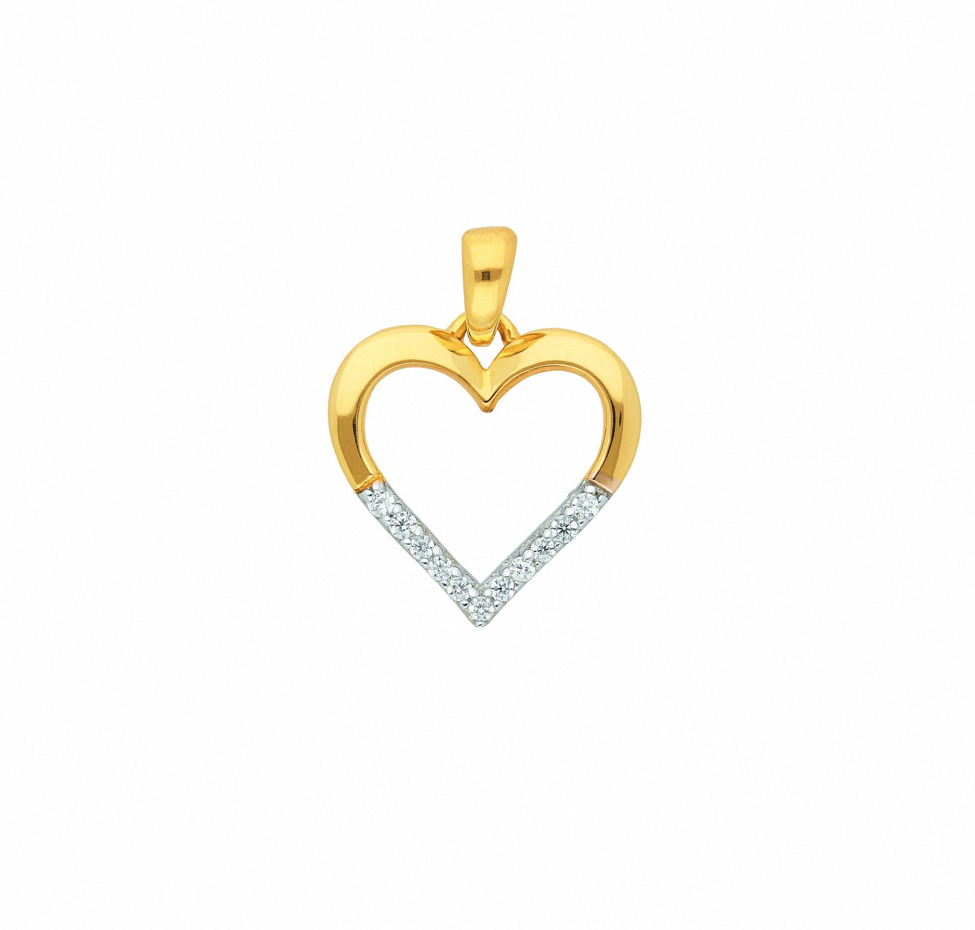 Kettenanhänger Herzanhänger 333 Gold (8K) mit Zirkonia