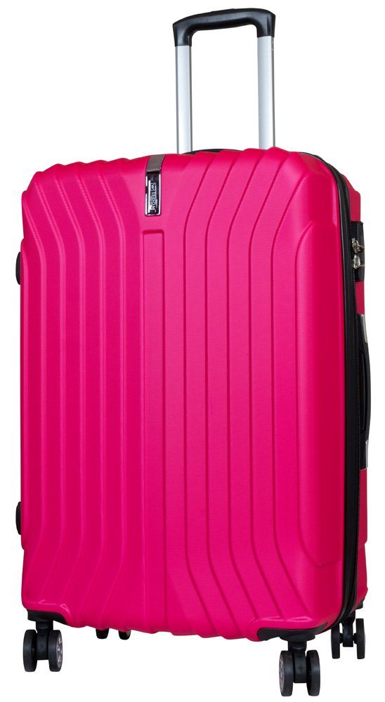 Trendyshop365 Hartschalen-Trolley Almeria 82 4 Doppelrollen, pink Zahlenschloss, Größe L, robust leicht Rollen, und Liter