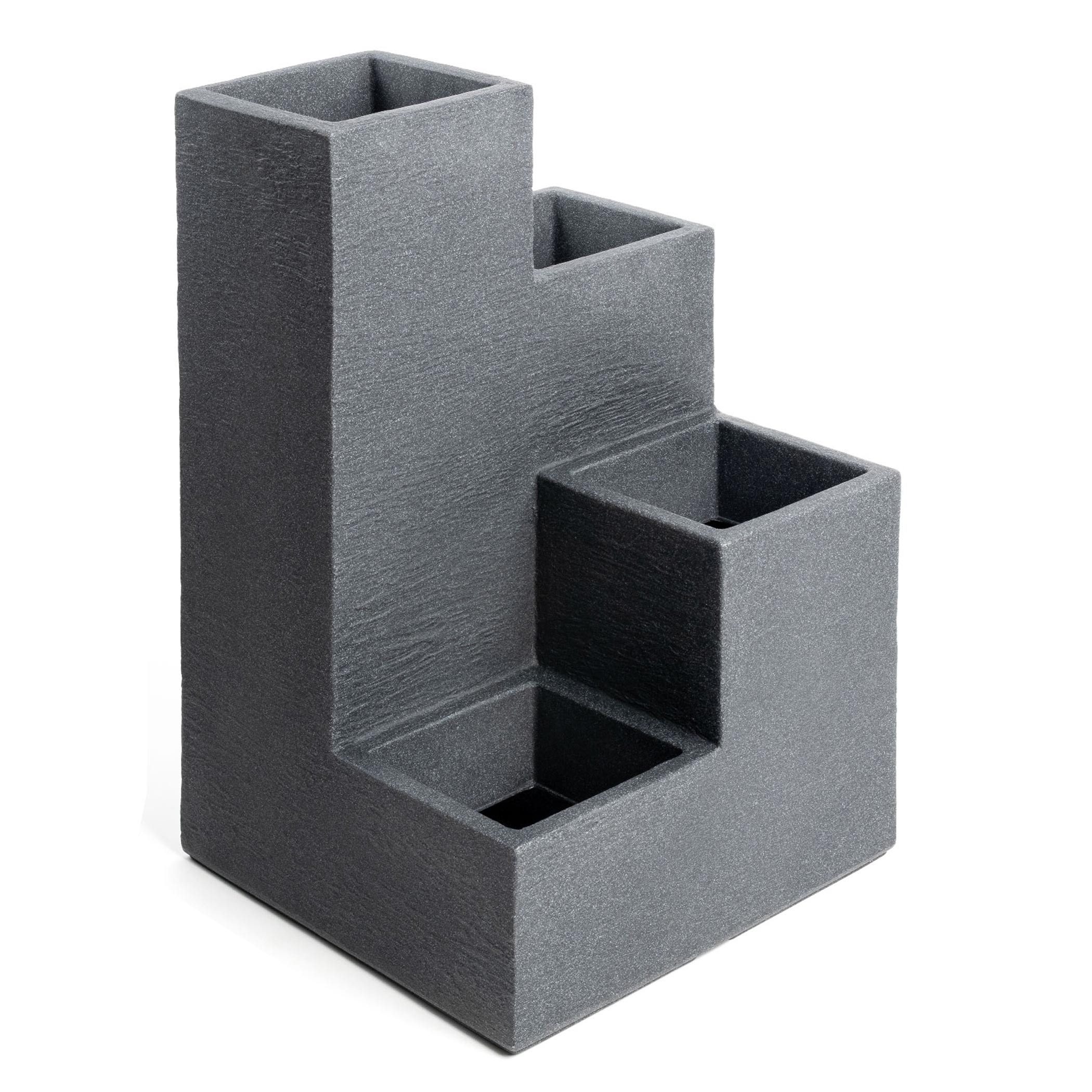 Spetebo Pflanzentreppe 4er Blumentreppe 60 x 40 cm - anthrazit (Stück, 1 St., Blumentreppe), mit strukturierter Oberfläche in Stein Optik