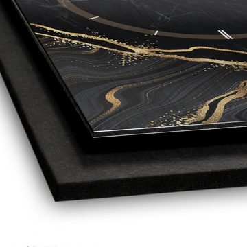Kreative Feder Wanduhr 3D Designer-Wanduhr Black & Gold Waves (ohne Ticken; Funk- oder Quarzuhrwerk; elegant, außergewöhnlich, modern)
