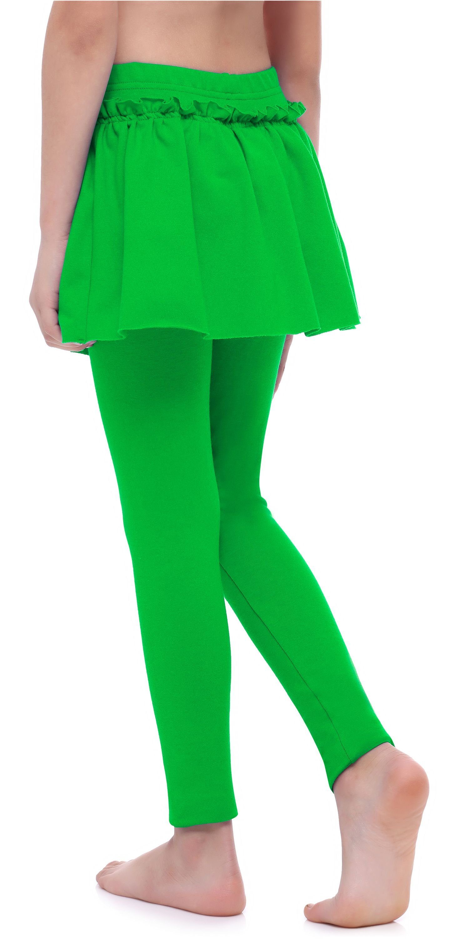 Merry Rock elastischer aus Style Leggings (1-tlg) Lange MS10-255 Baumwolle Mädchen mit Bund Grün Leggings