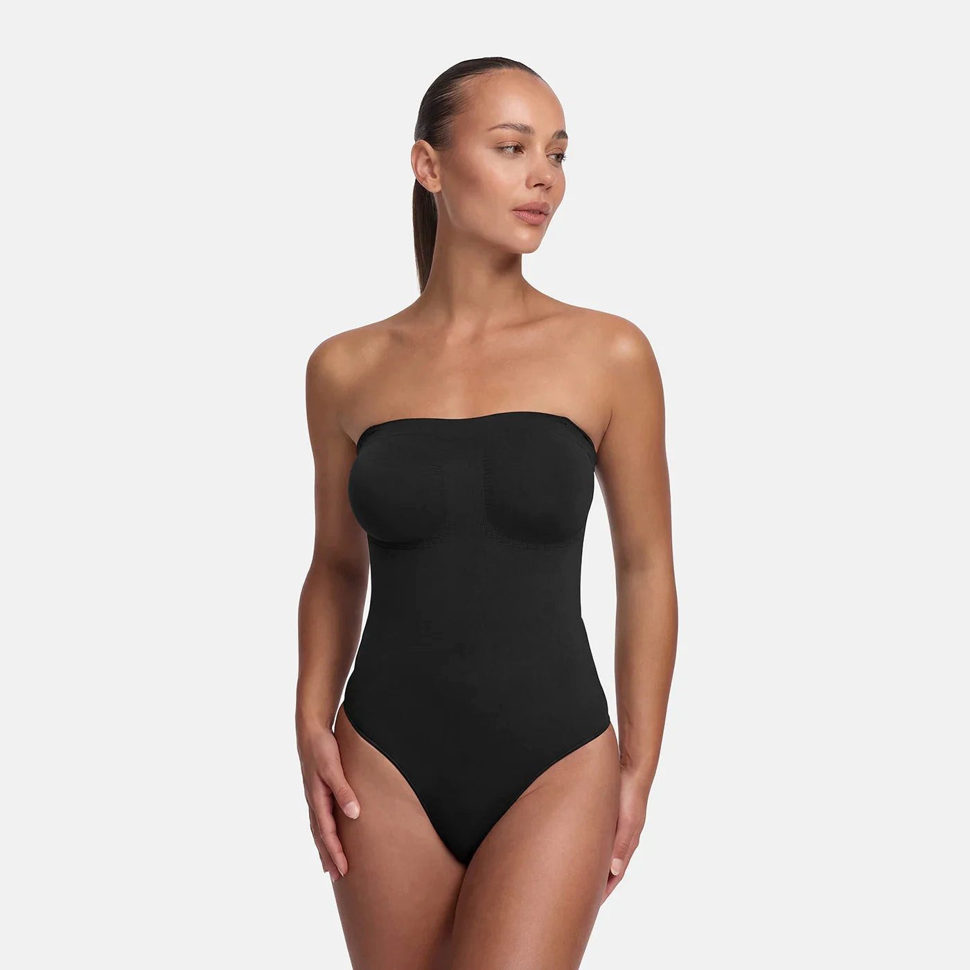 cfab (creamy fabrics) Miederbody Trägerloser Bodysuit Sculpting Shapewear mit Slip-Schwarz-2XL (1-tlg) Figurformend