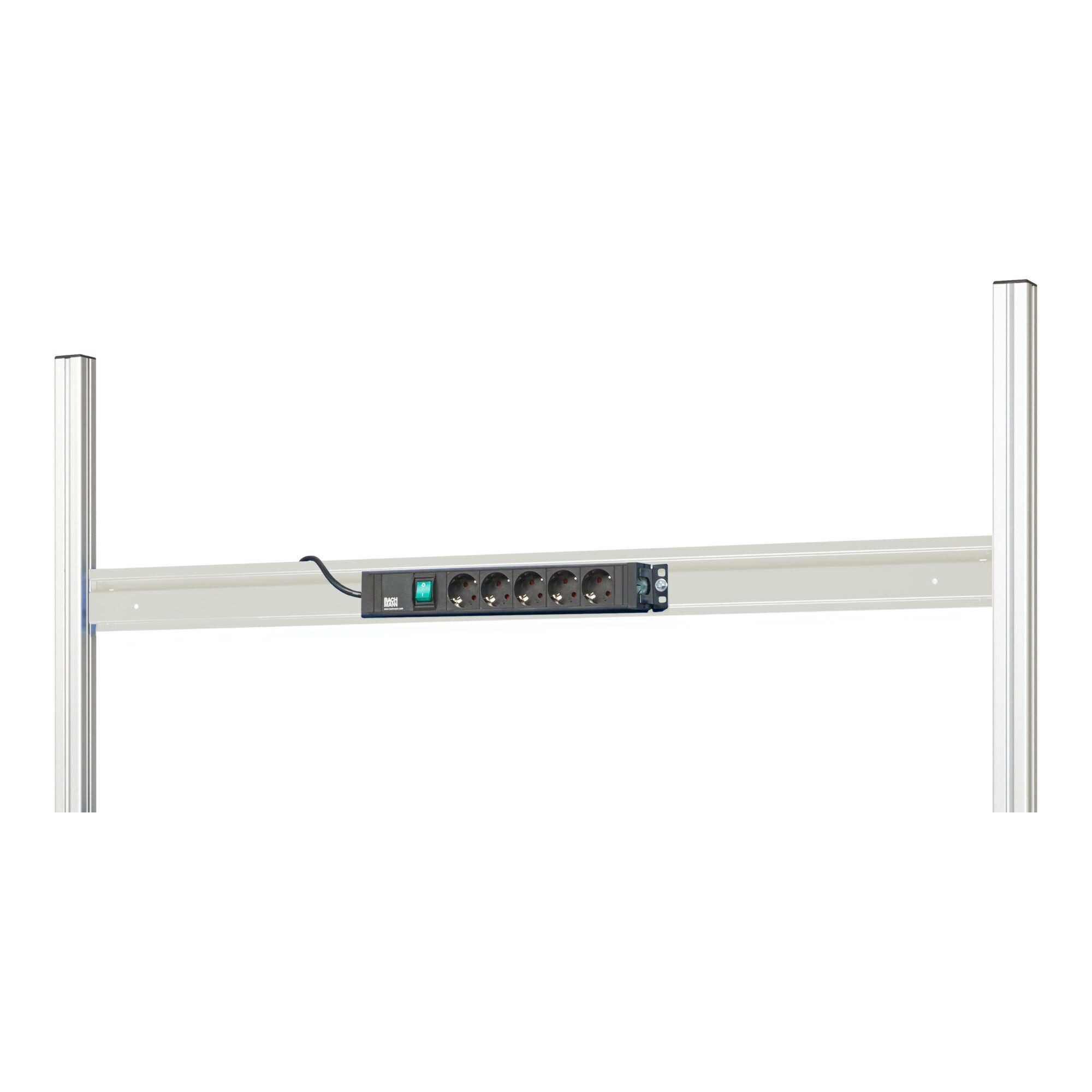 RAU Werkbank Rau Energieleiste mit Halteschiene Serie E, B1200xT85xH80mm, RAL7035